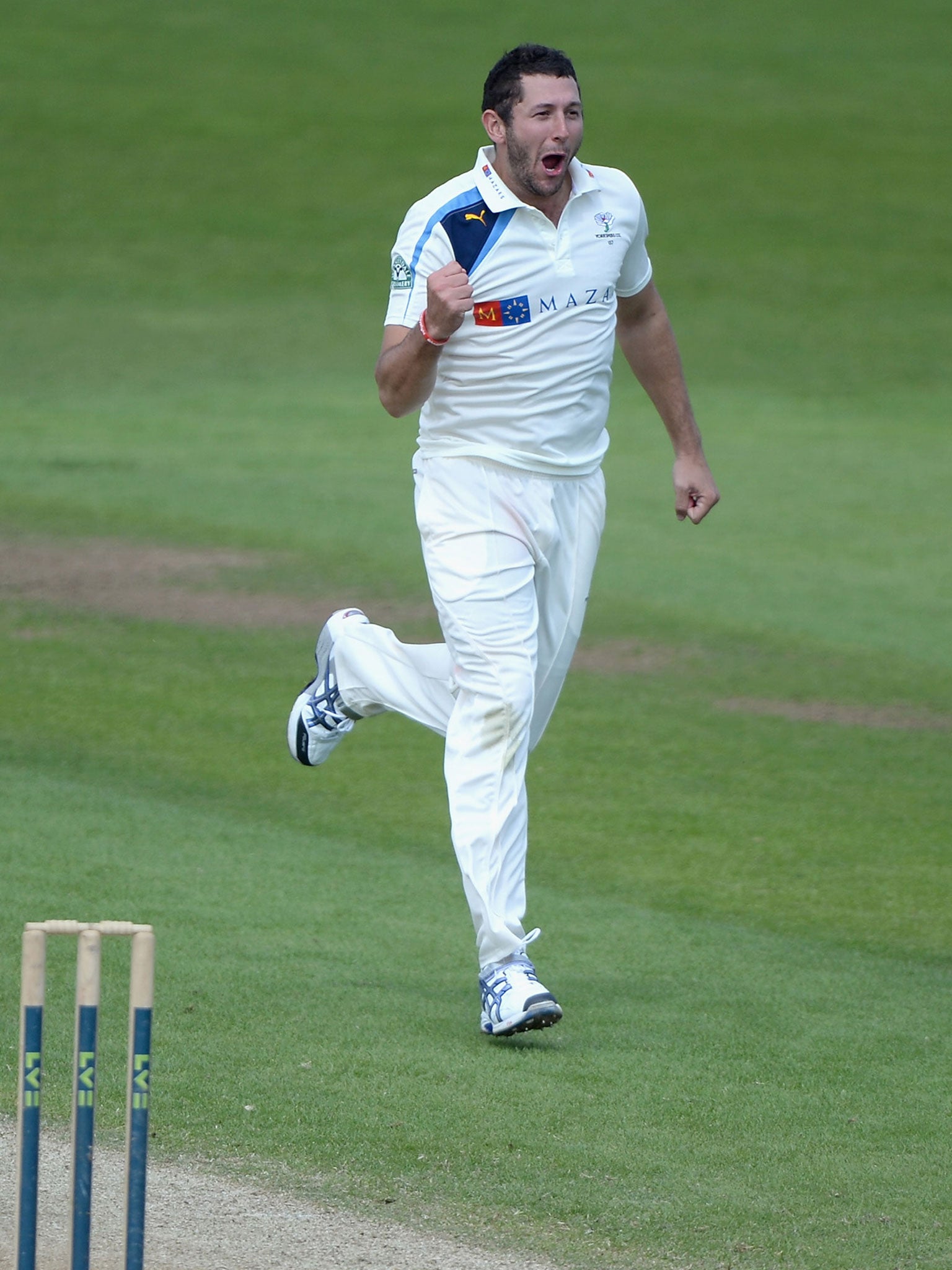 Tim Bresnan in action for Yorkshire on his way to taking three wickets at Headingley
