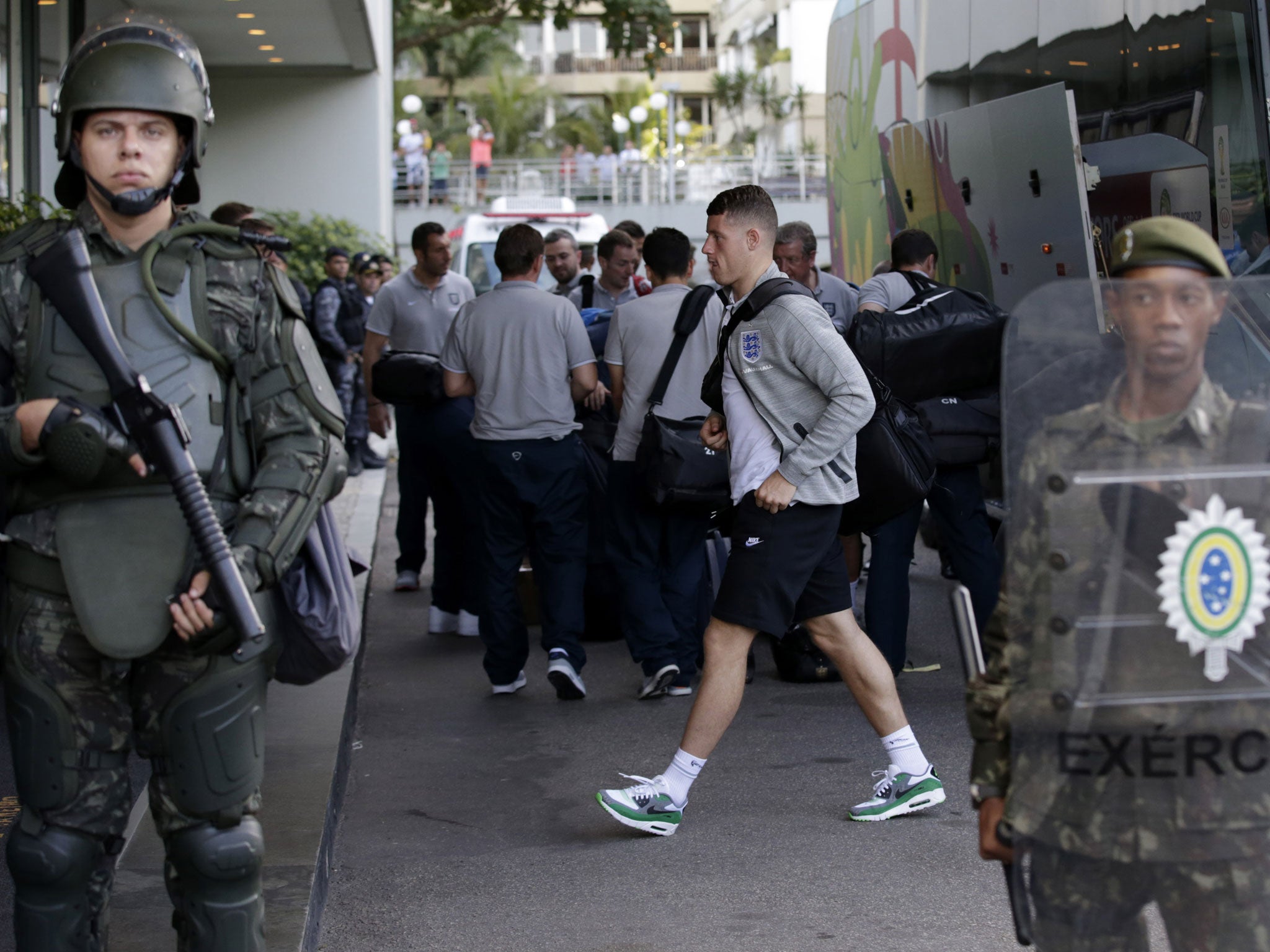 Ross Barkley and the rest of the England squad arrive at their hotel in Rio