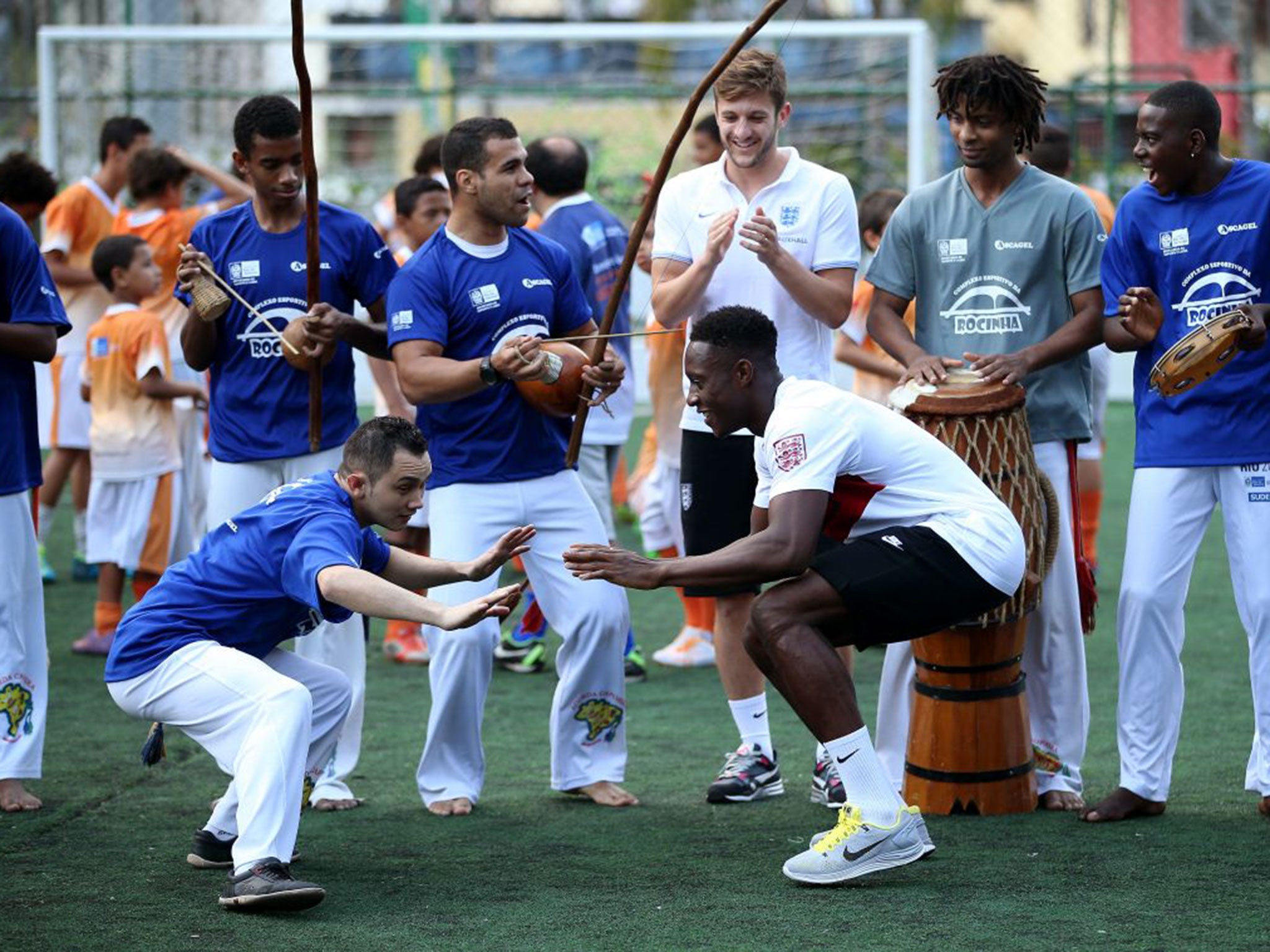 Danny Welbeck and Adam Lallana were among the willing participants in the capoeira session