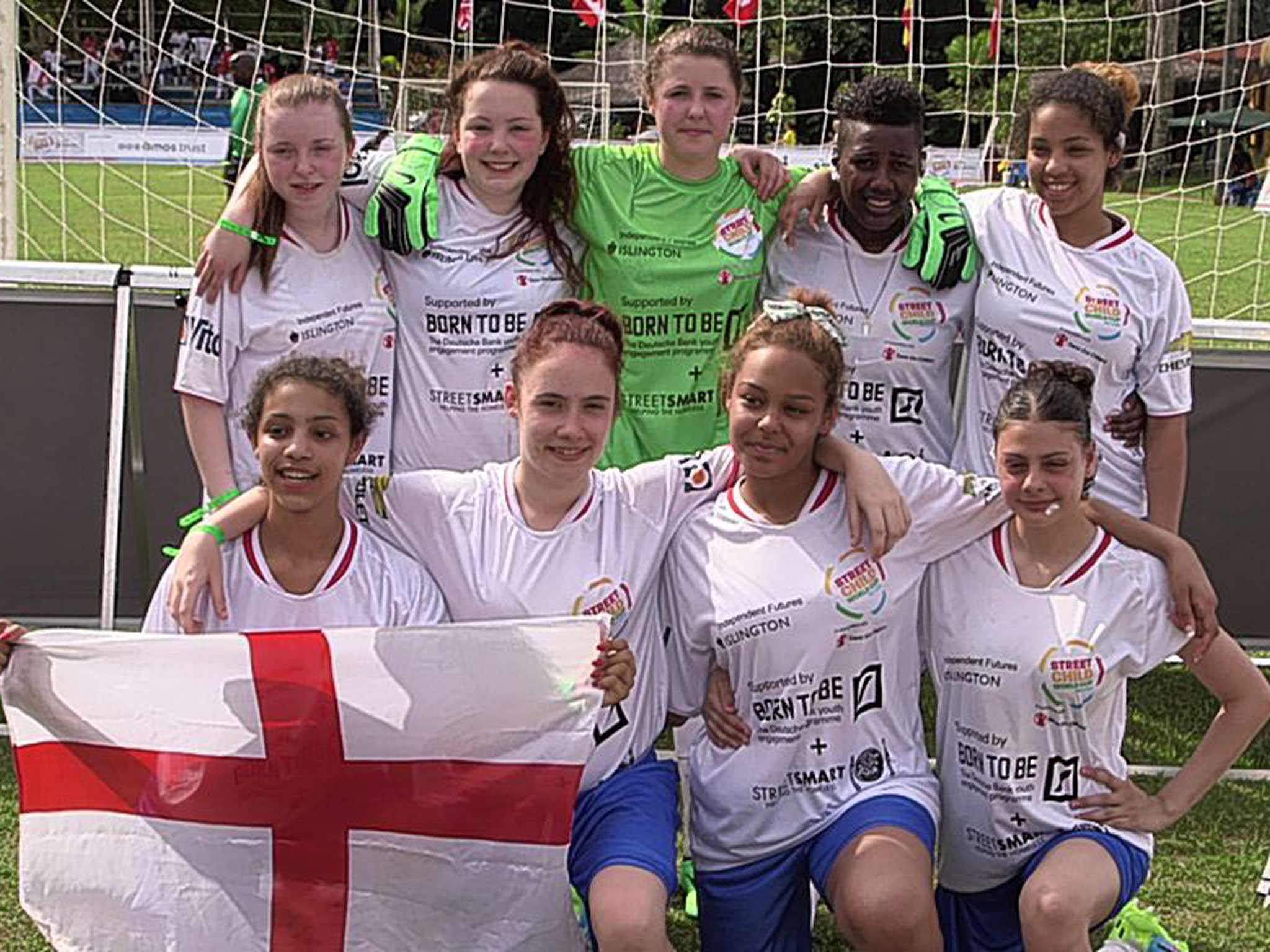 On the ball: Team England in Brazil in 'Street Kid World Cup'