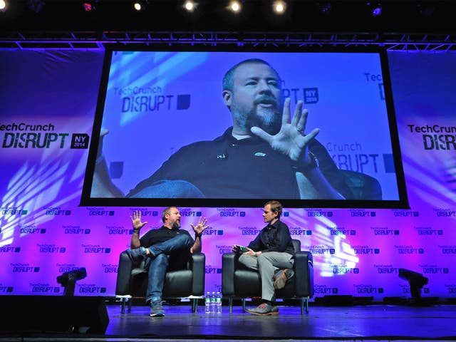 Vice co-founder Shane Smith (left) with TechCrunch journalist Ryan Lawler at a recent event in New York