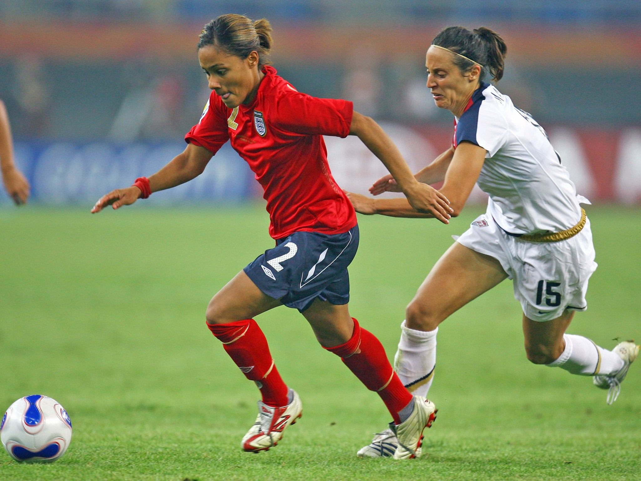 Alex Scott in action for England during the 2007 Womens World Cup