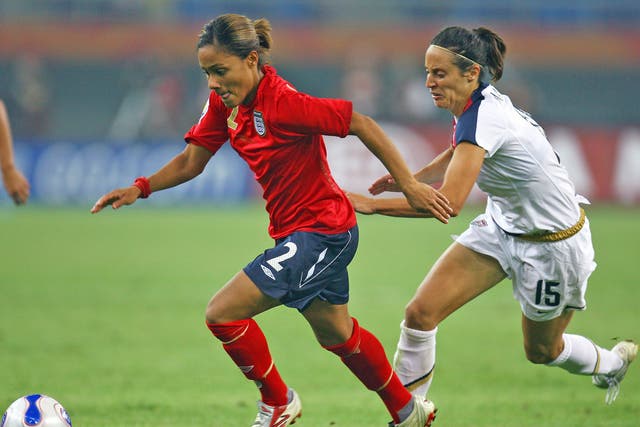 Alex Scott in action for England during the 2007 Womens World Cup
