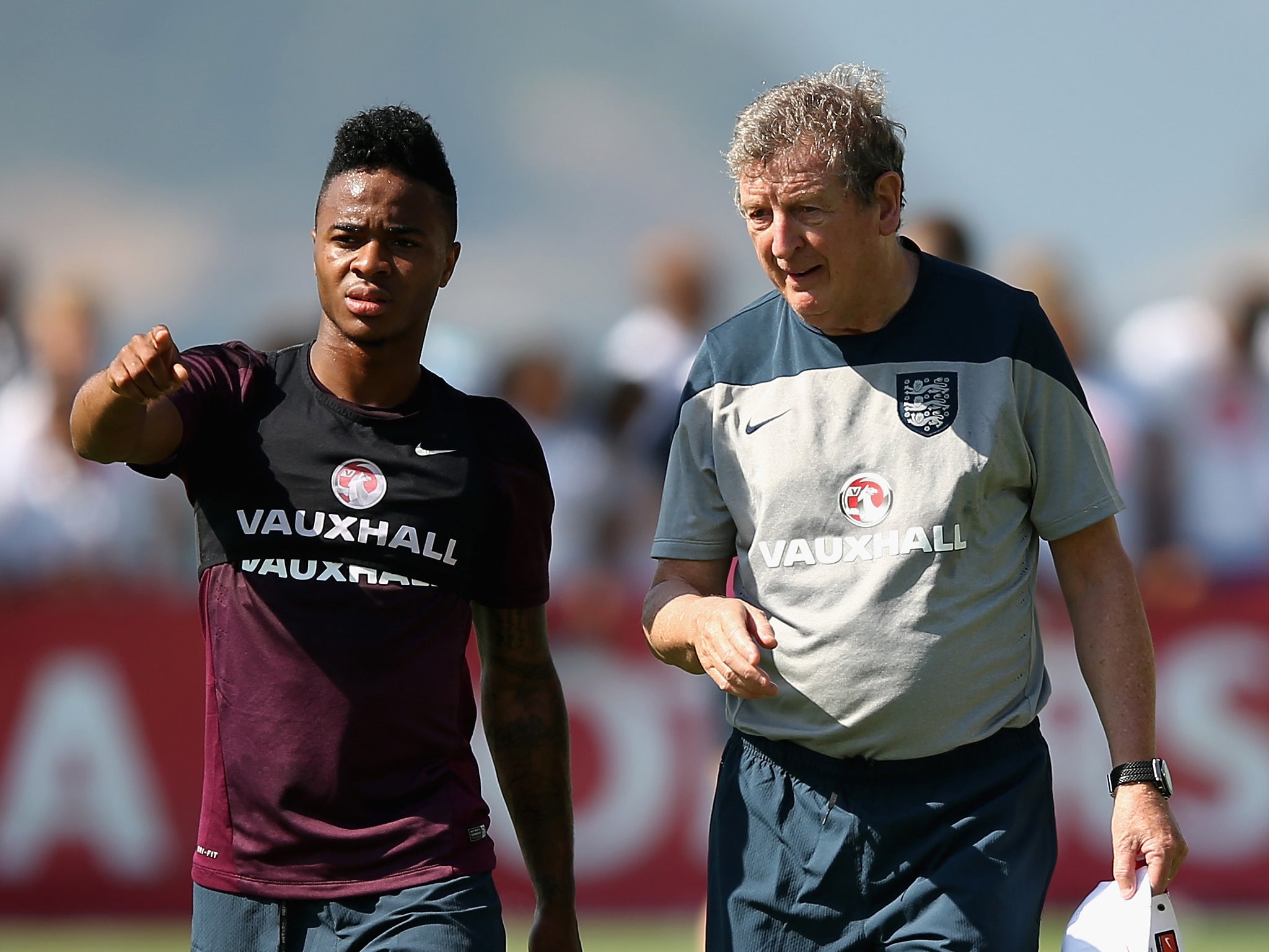 Raheem Sterling with England manager Roy Hodgson