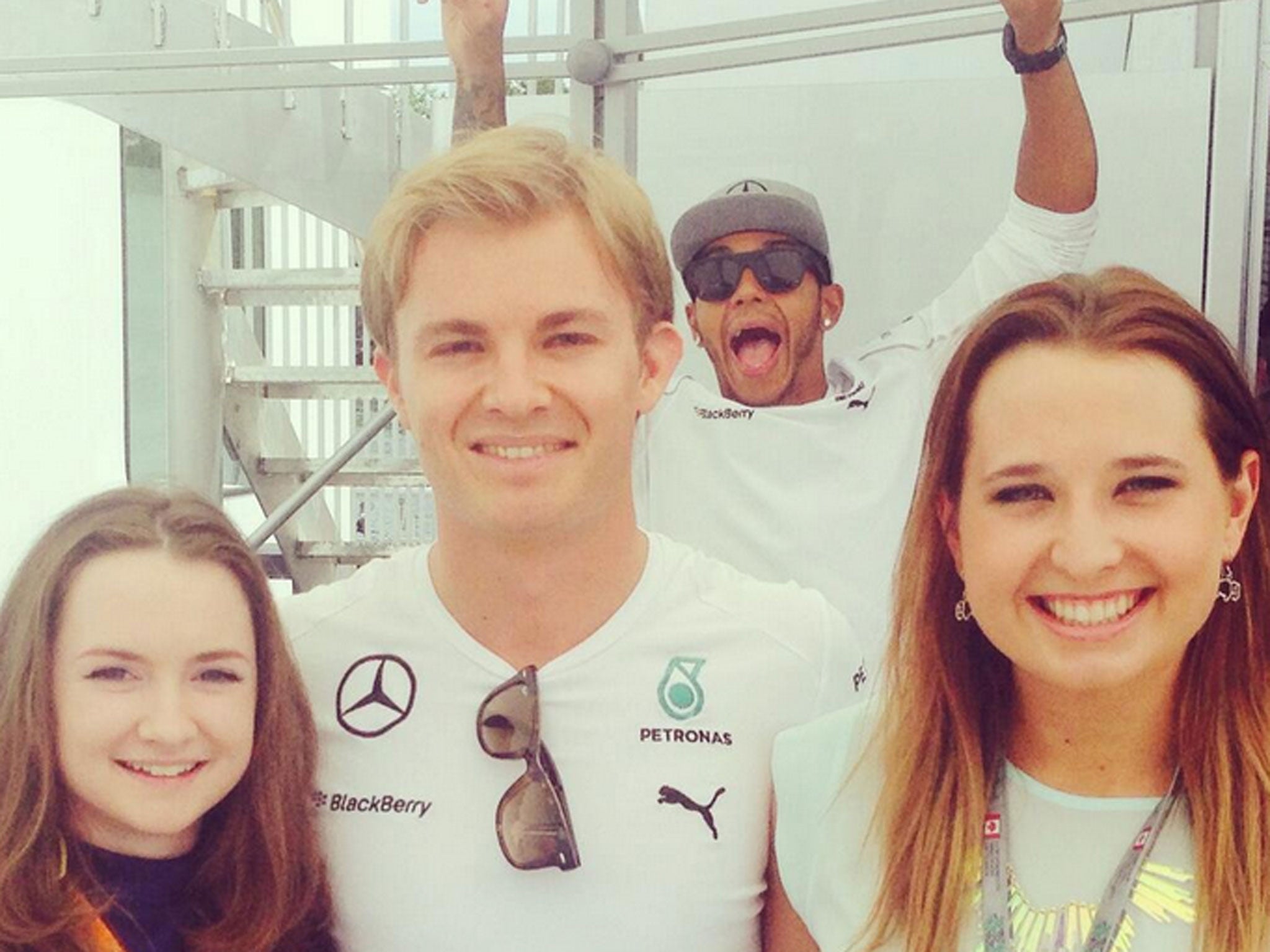 Lewis Hamilton photobombs Nico Rosberg at Canada GP