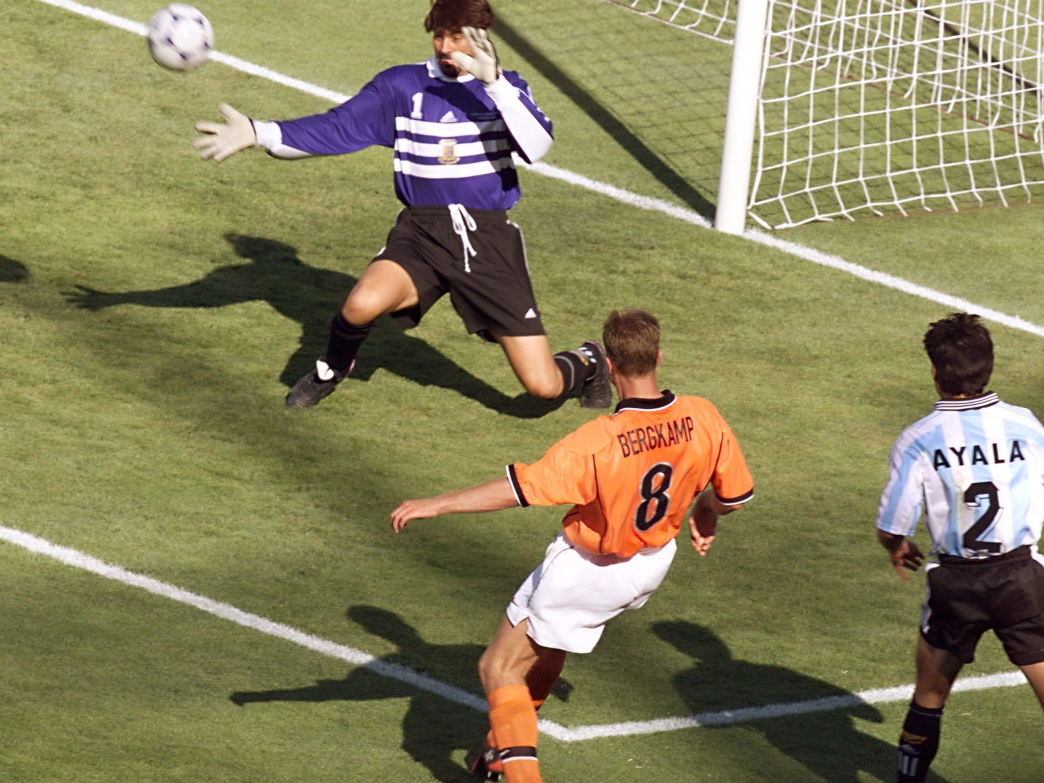 Dennis Bergkamp scored one of the greatest goals in World Cup history to knock Argentina out in 1998