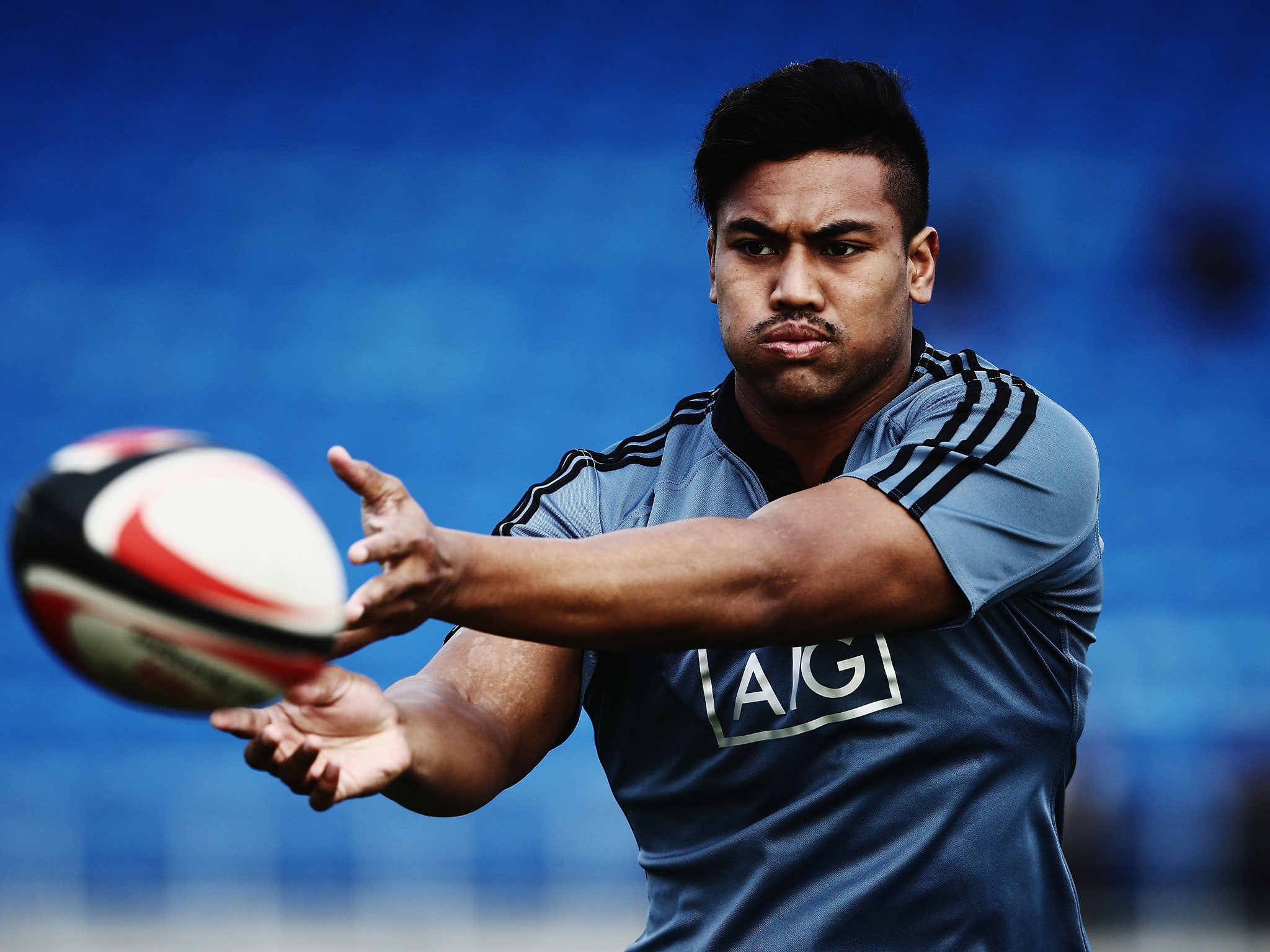 Julian Savea of the All Blacks runs through drills during a New Zealand All Blacks training session