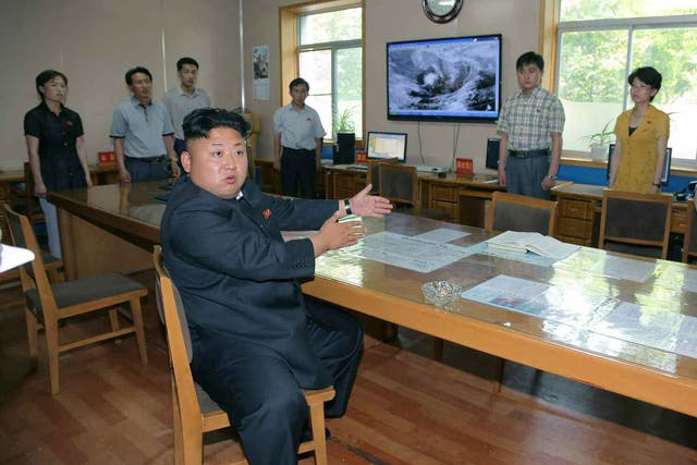 North Korean leader Kim Jong-un visiting the Hydro-meteorological Service in Pyongyang, North Korea