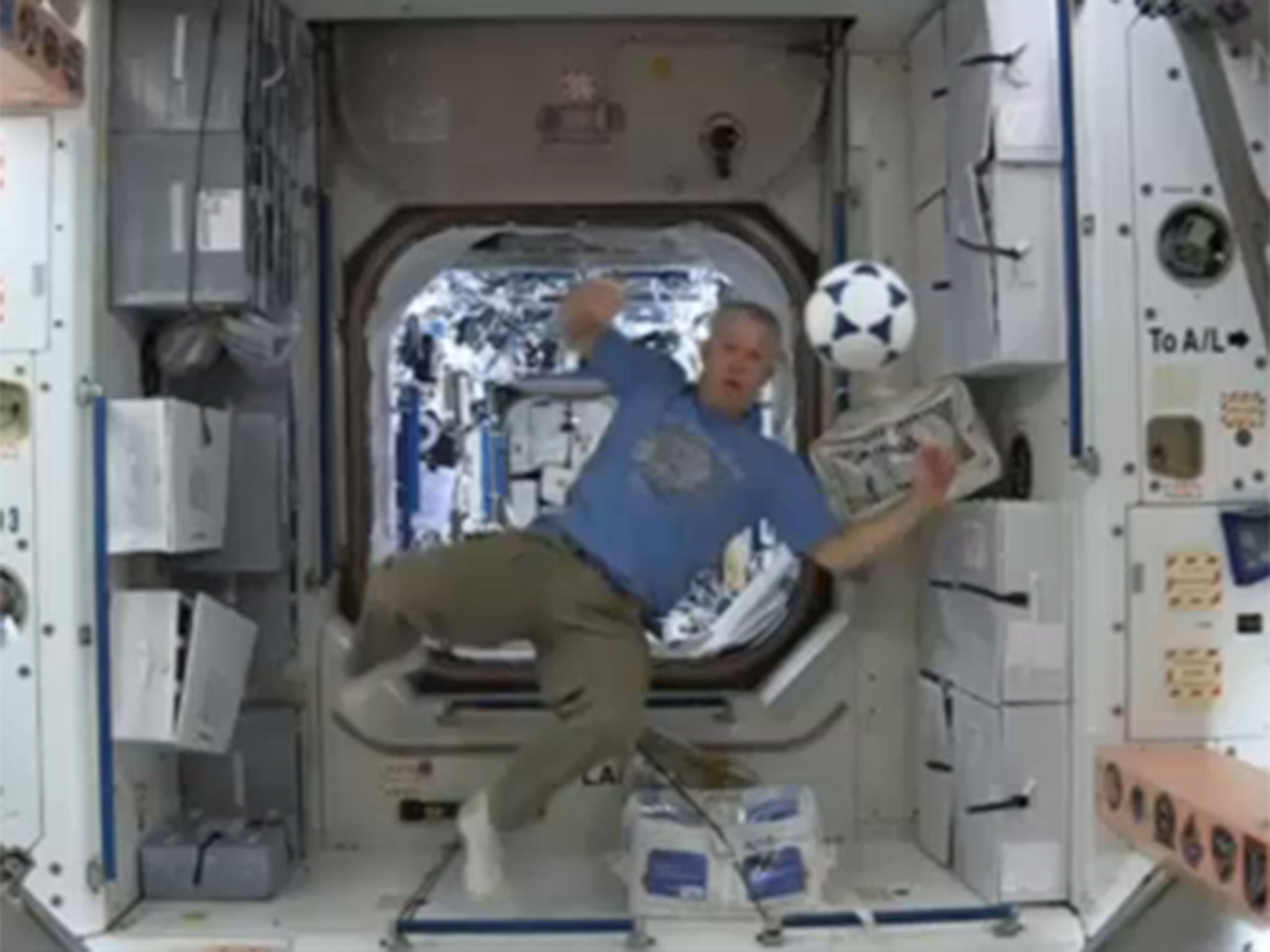 Astronauts in the International Space Station released a video showing off their football skills in zero gravity, as they wished all the teams in the World Cup good luck.