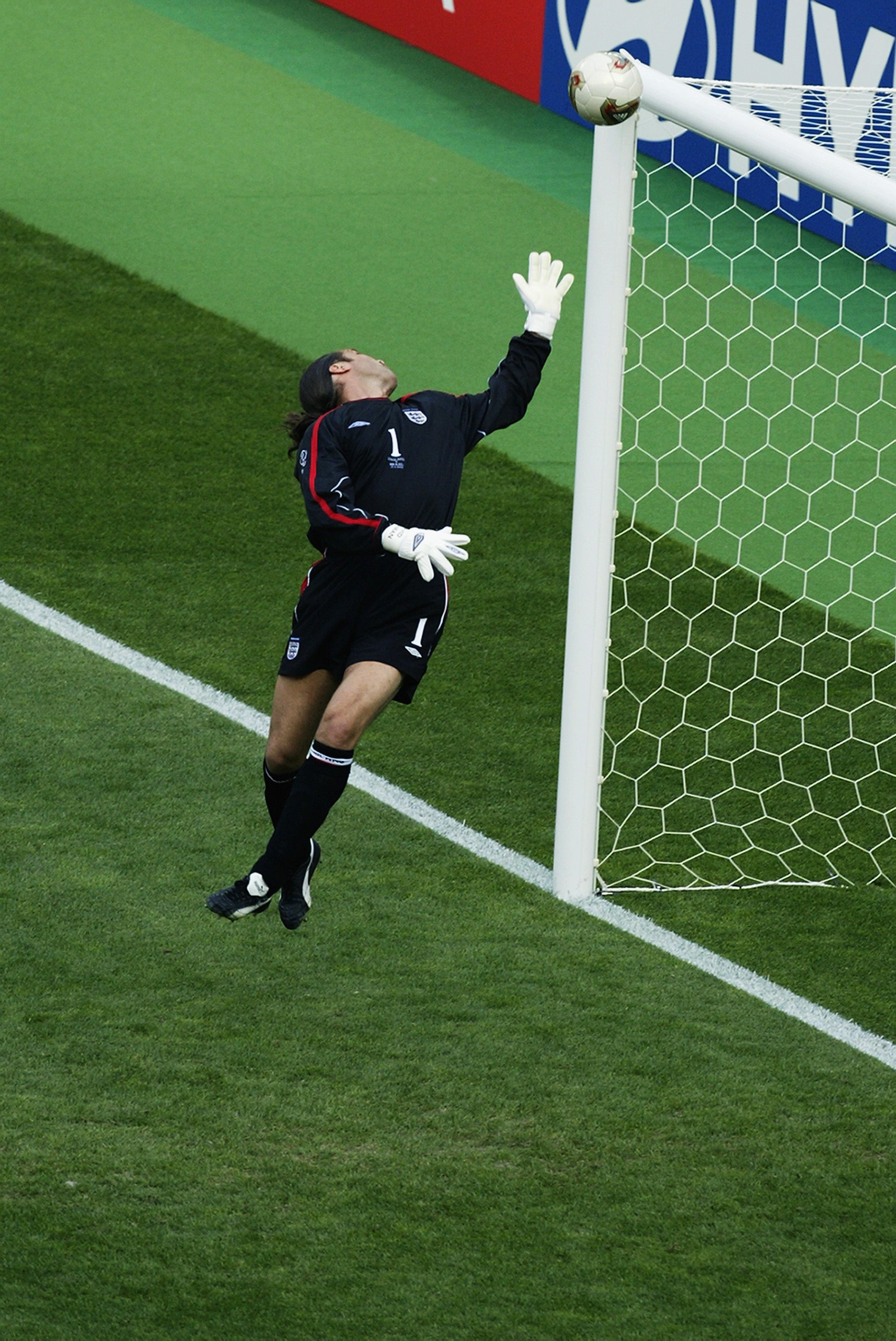 David Seaman is left stranded after an audacious Ronaldinho lob during the 2002 Korean World Cup