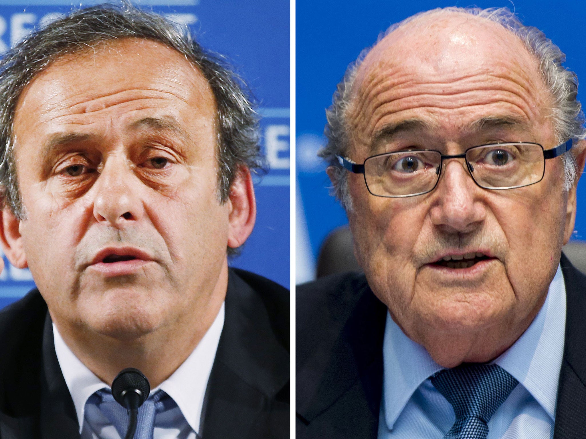 The President of Uefa Michael Platini (left) is marshalling European federations against his former ally Sepp Blatter
