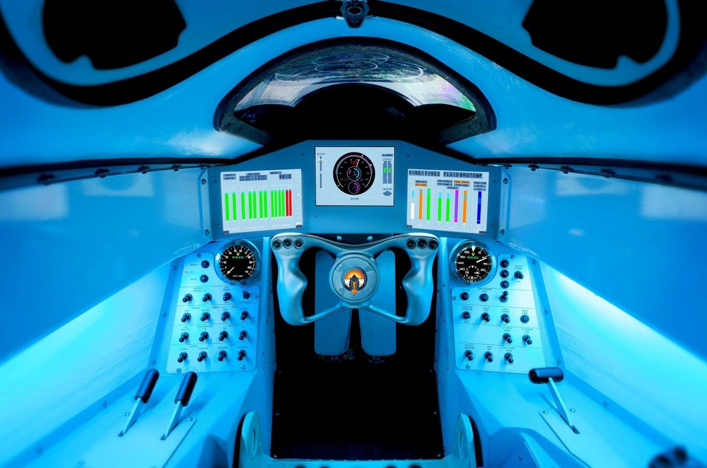 The newly-completed cockpit of the Bloodhound SSC