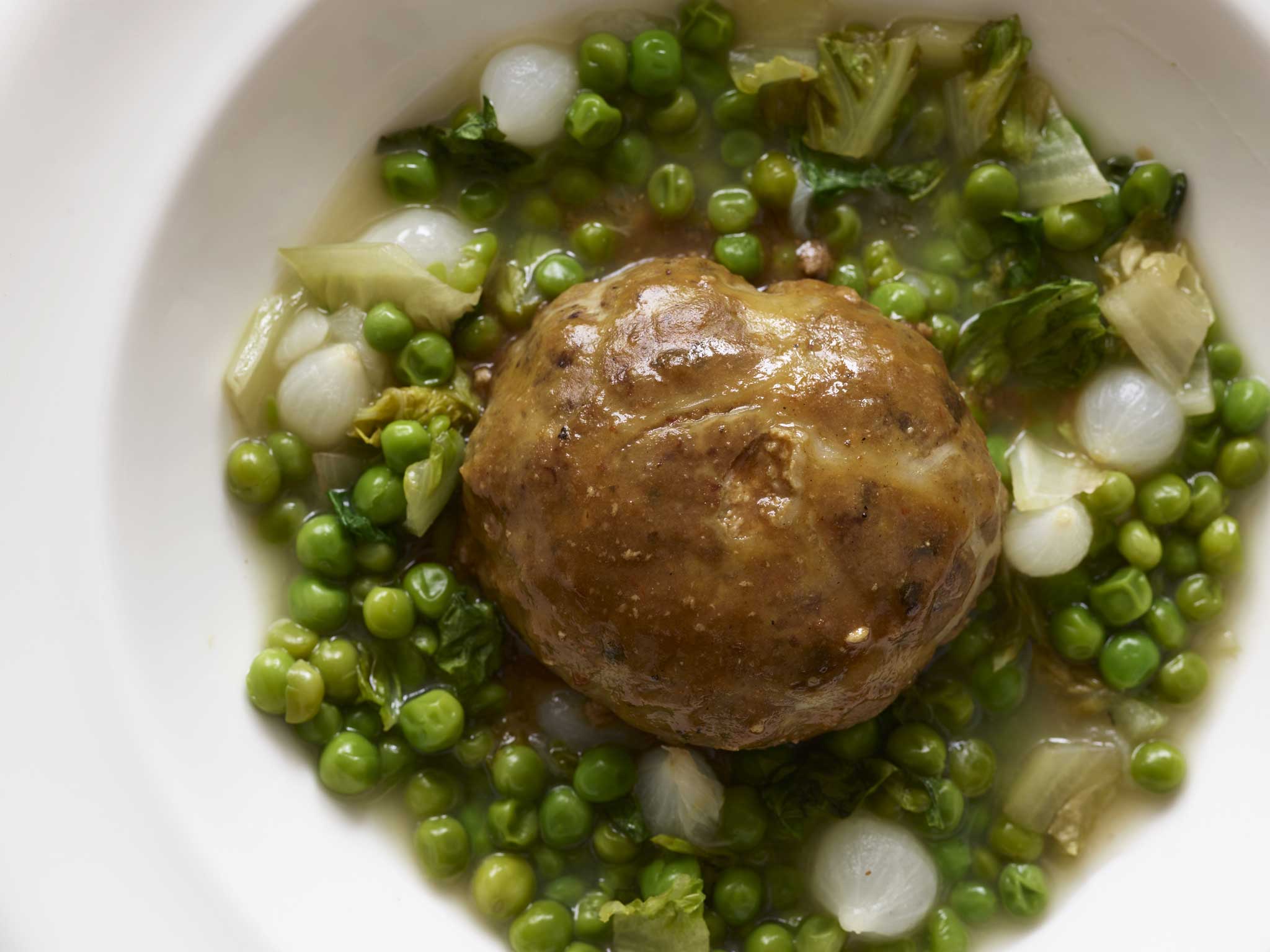 Braised Faggots with French-style peas