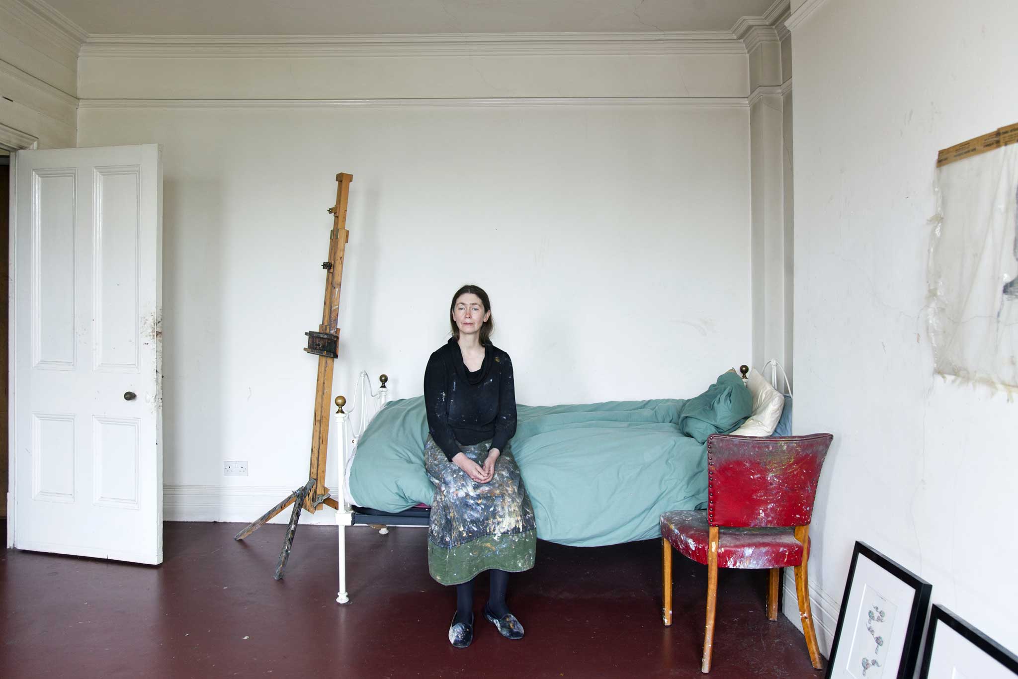 Paul's flat-come-studio is a spartan space bought for her by Freud when they were an item