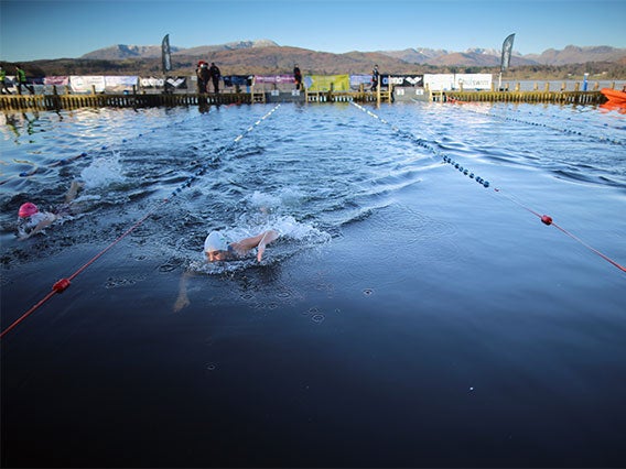 Swimmers swim at The Big Chill - an event unrelated to the Great North Swim.