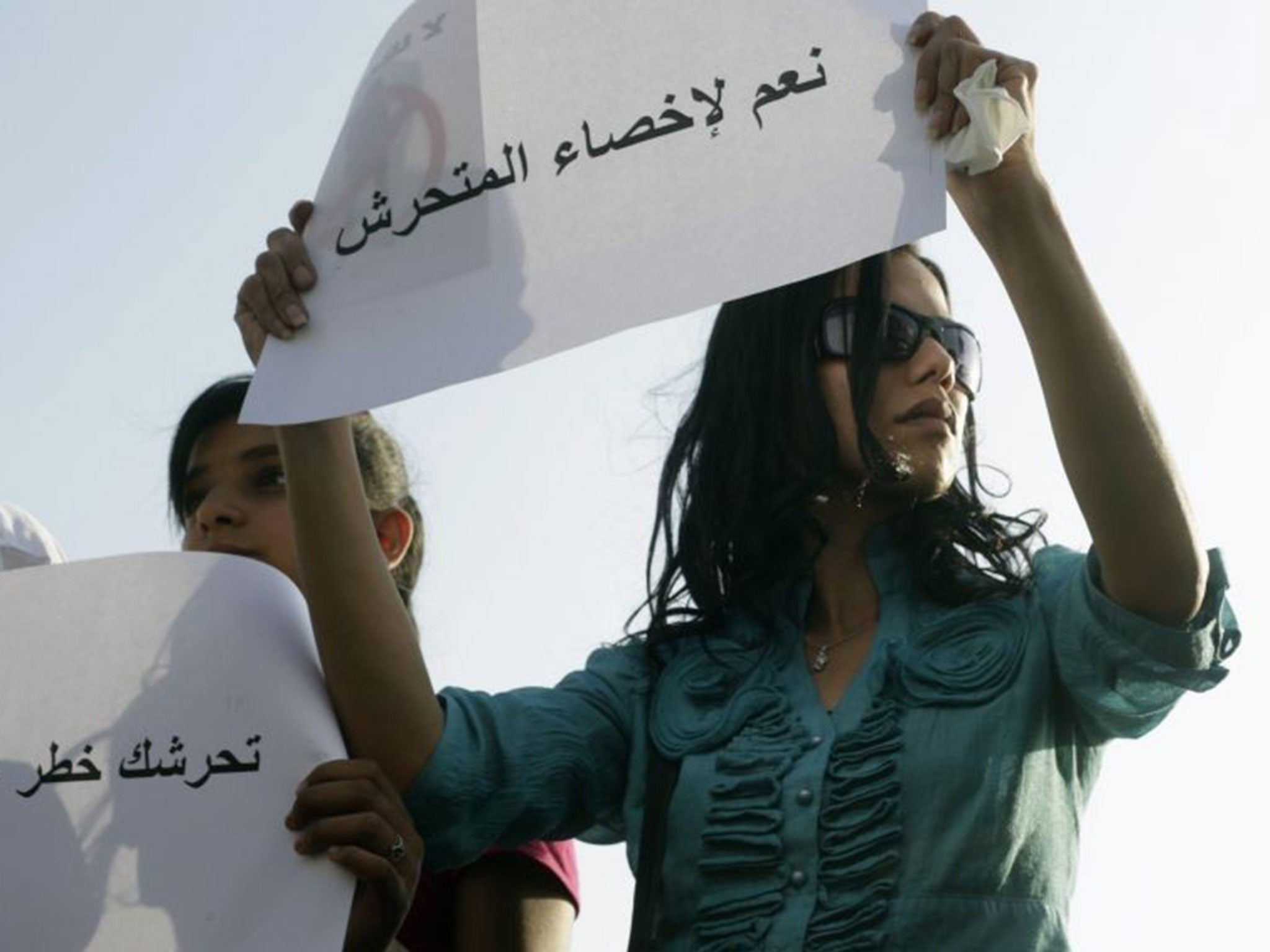 A woman protesting against sexual violence in Egypt after the attack.