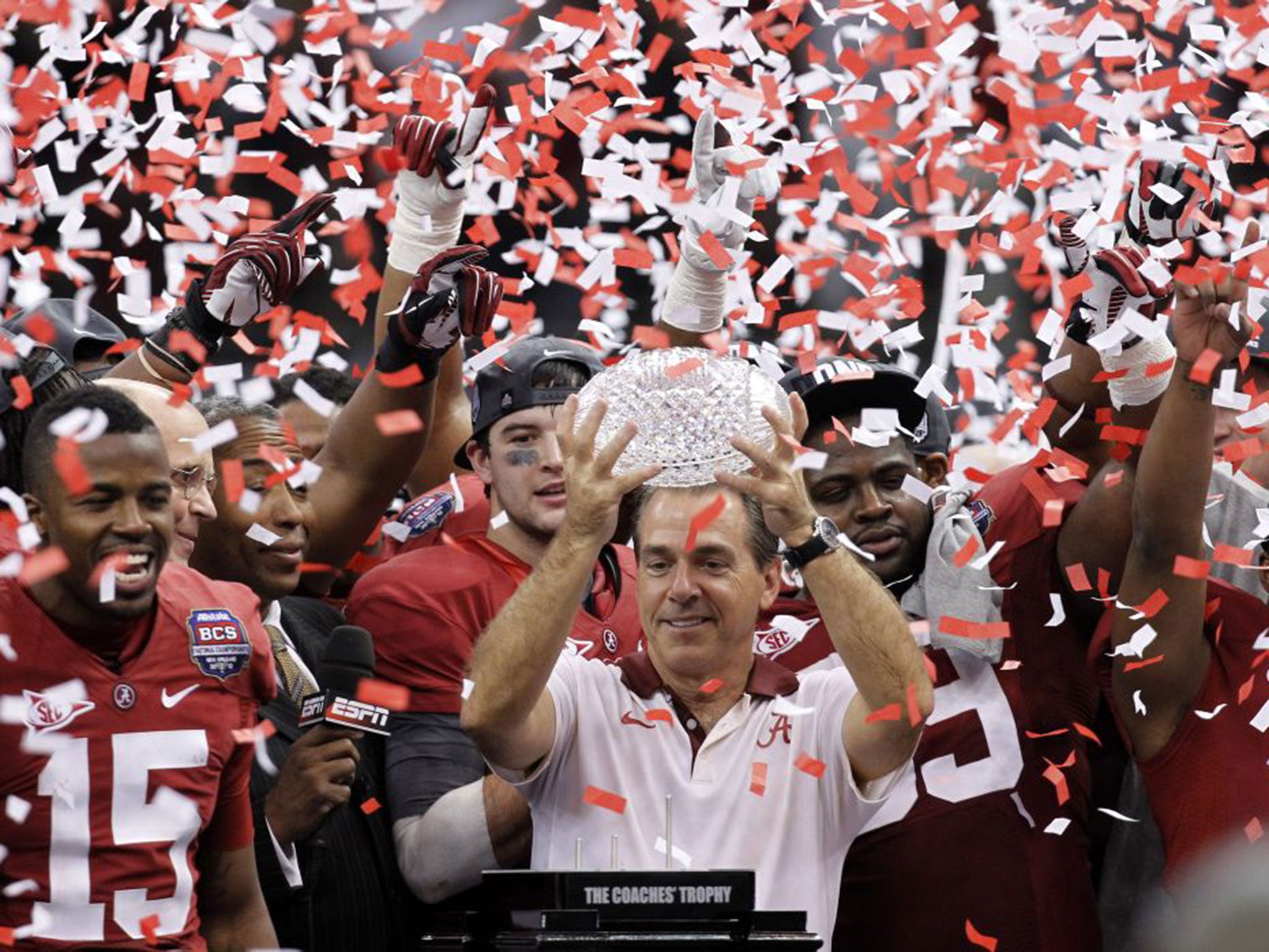 Winning ways: University of Alabama coach Nick Saban, who reportedly earns $6.9m a year