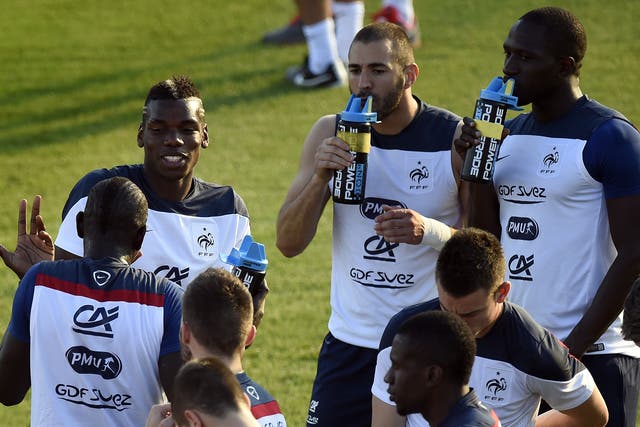 The France squad pictured training