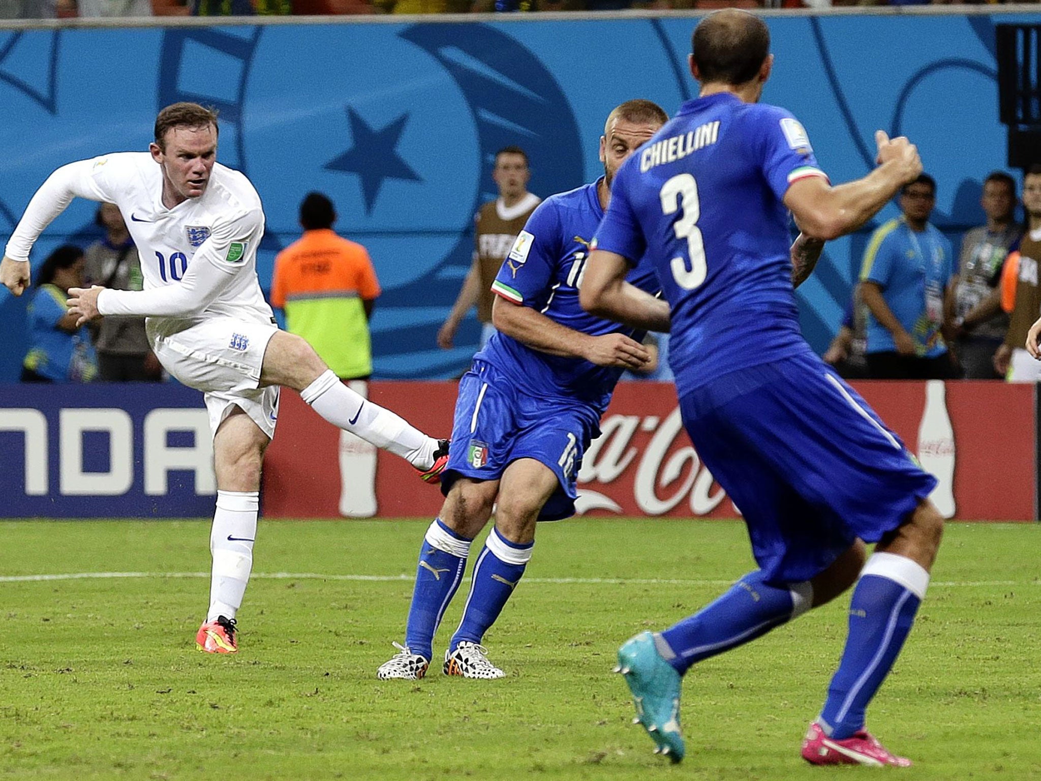 Wayne Rooney hits his most clear-cut chance wide against Italy on Saturday