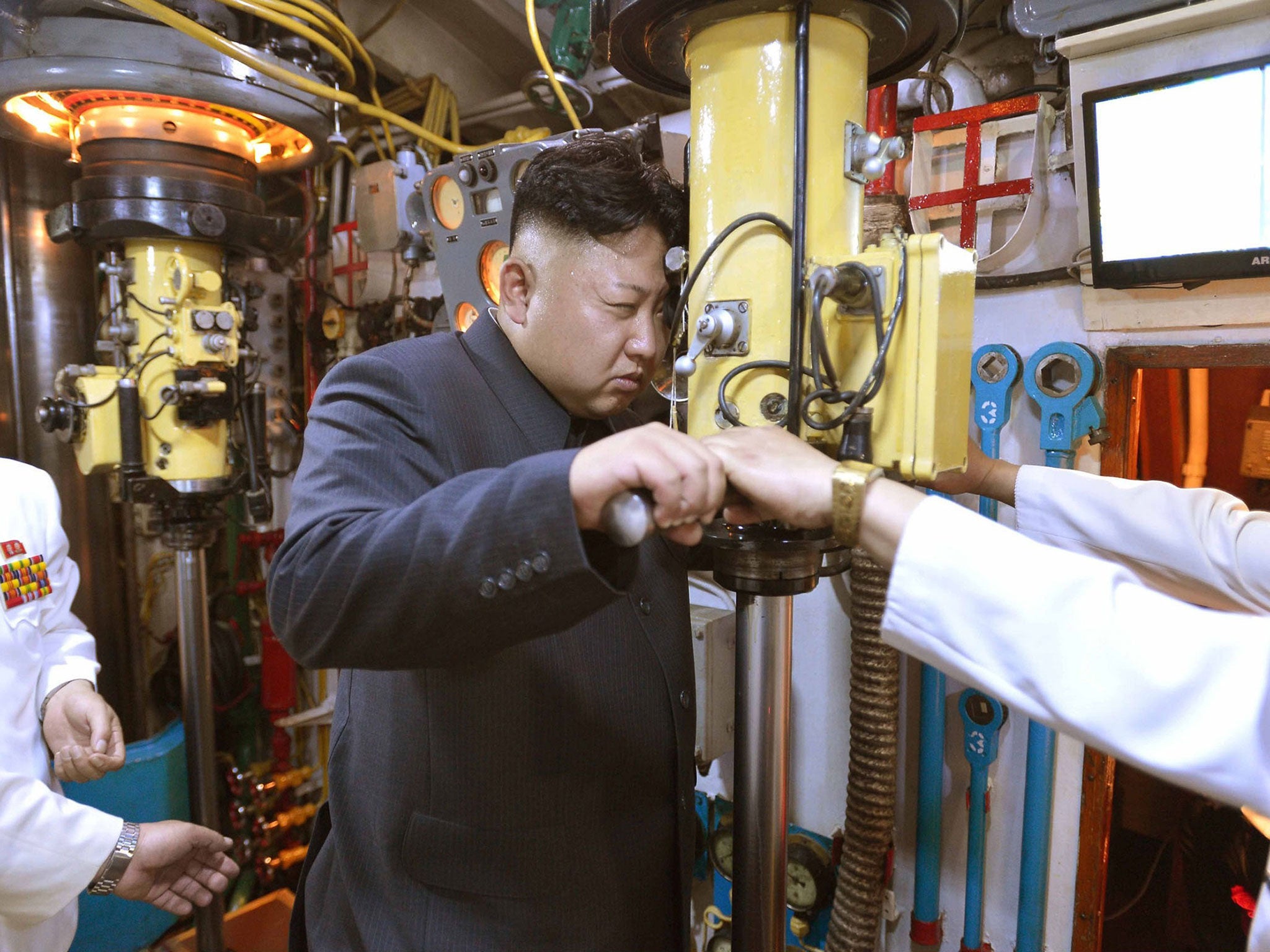 Kim Jong-Un inspects the submarine No. 748 of Korean People's Army (KPA) naval unit 167 led 7th regiment