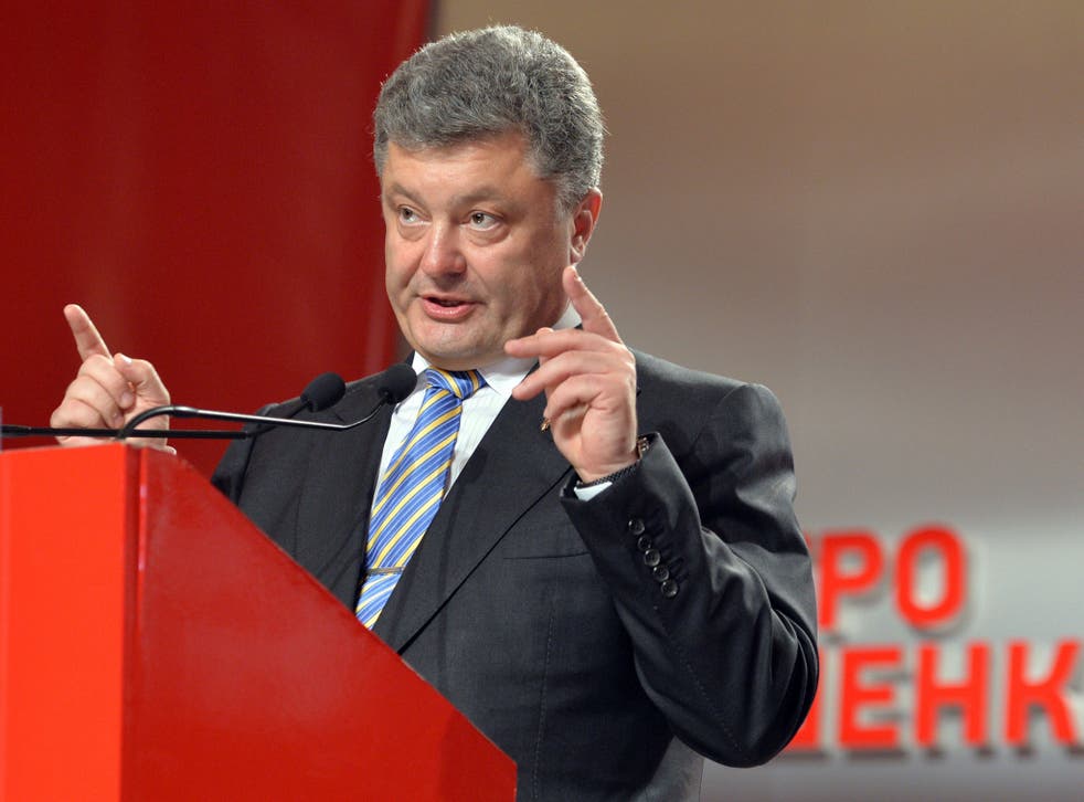 Petro Poroshenko pictured during a press conference in May  