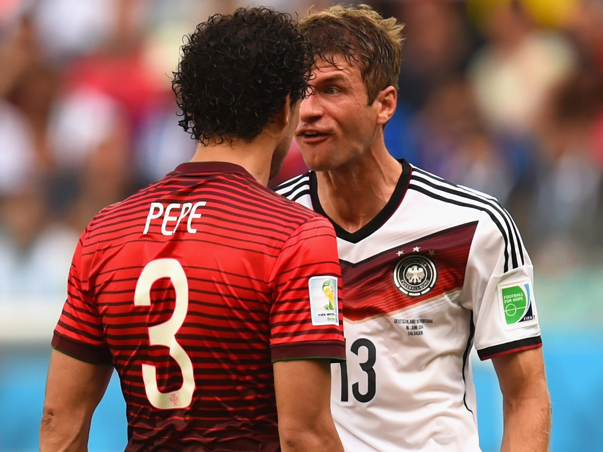 Thomas Mueller comes together with Pepe