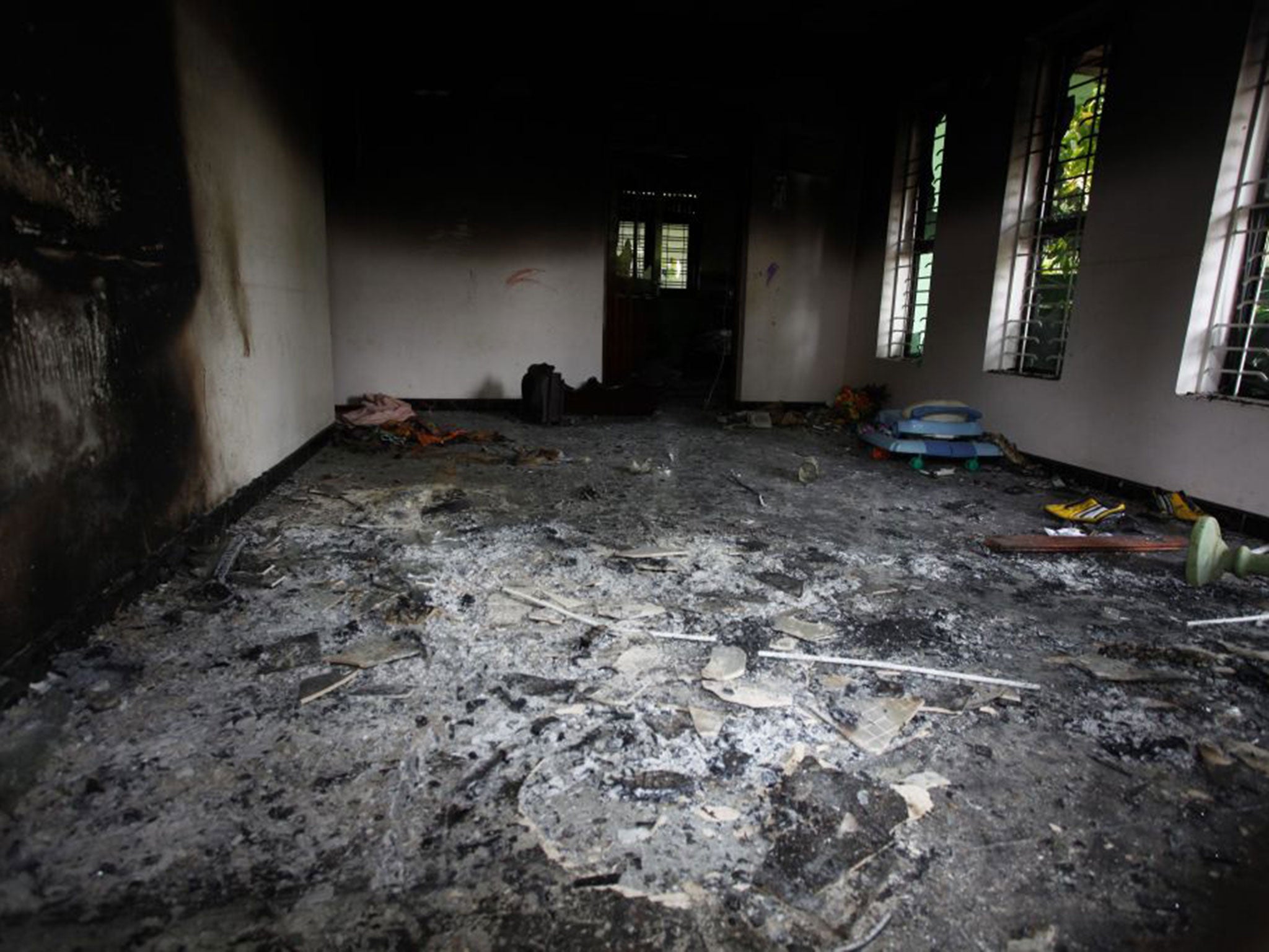 Buildings were heavily damaged during the violence in parts of Aluthgama