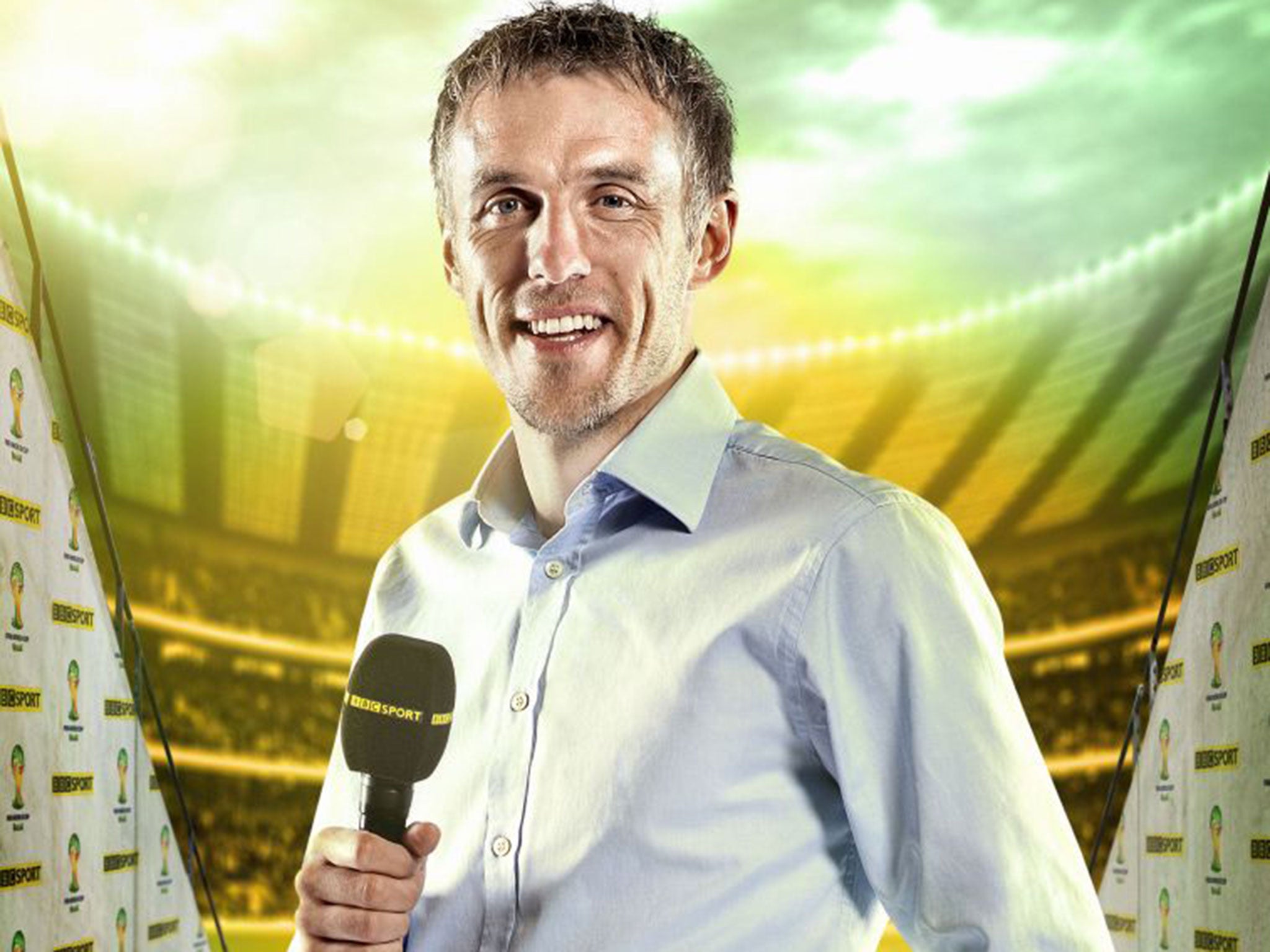 Phil Neville took the brunt of the abuse by virtue of being
watched by the most people