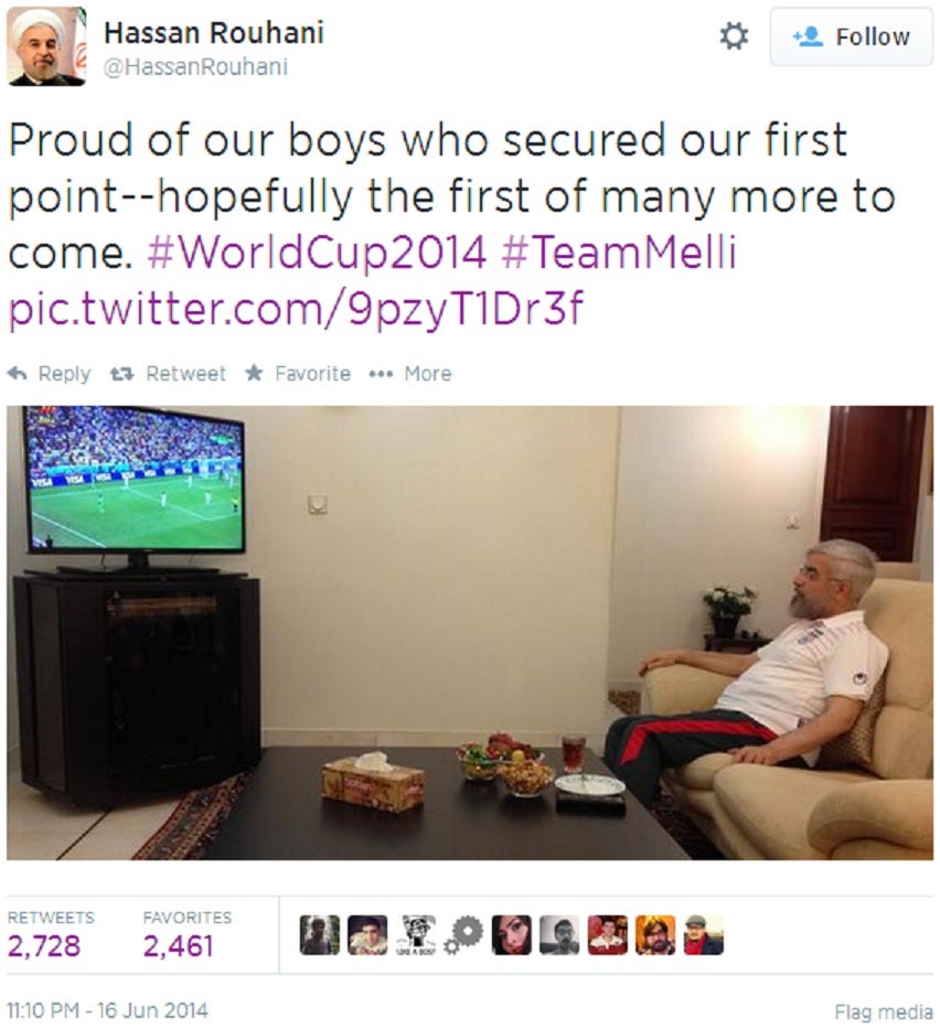 Rouhani's picture attracted thousands of retweets