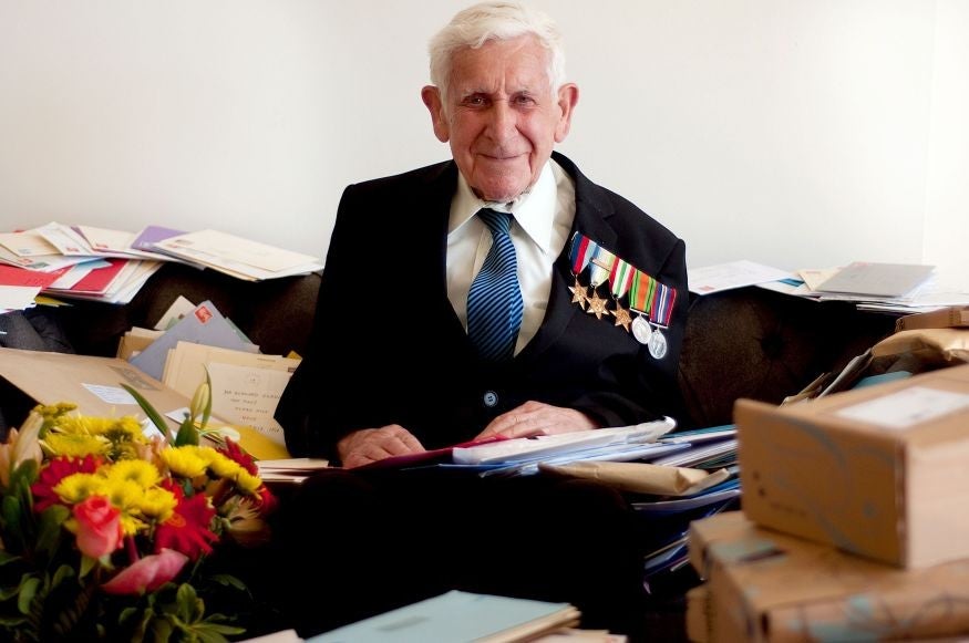 Former Royal Navy officer Bernard Jordan has received over 2,500 birthday cards
