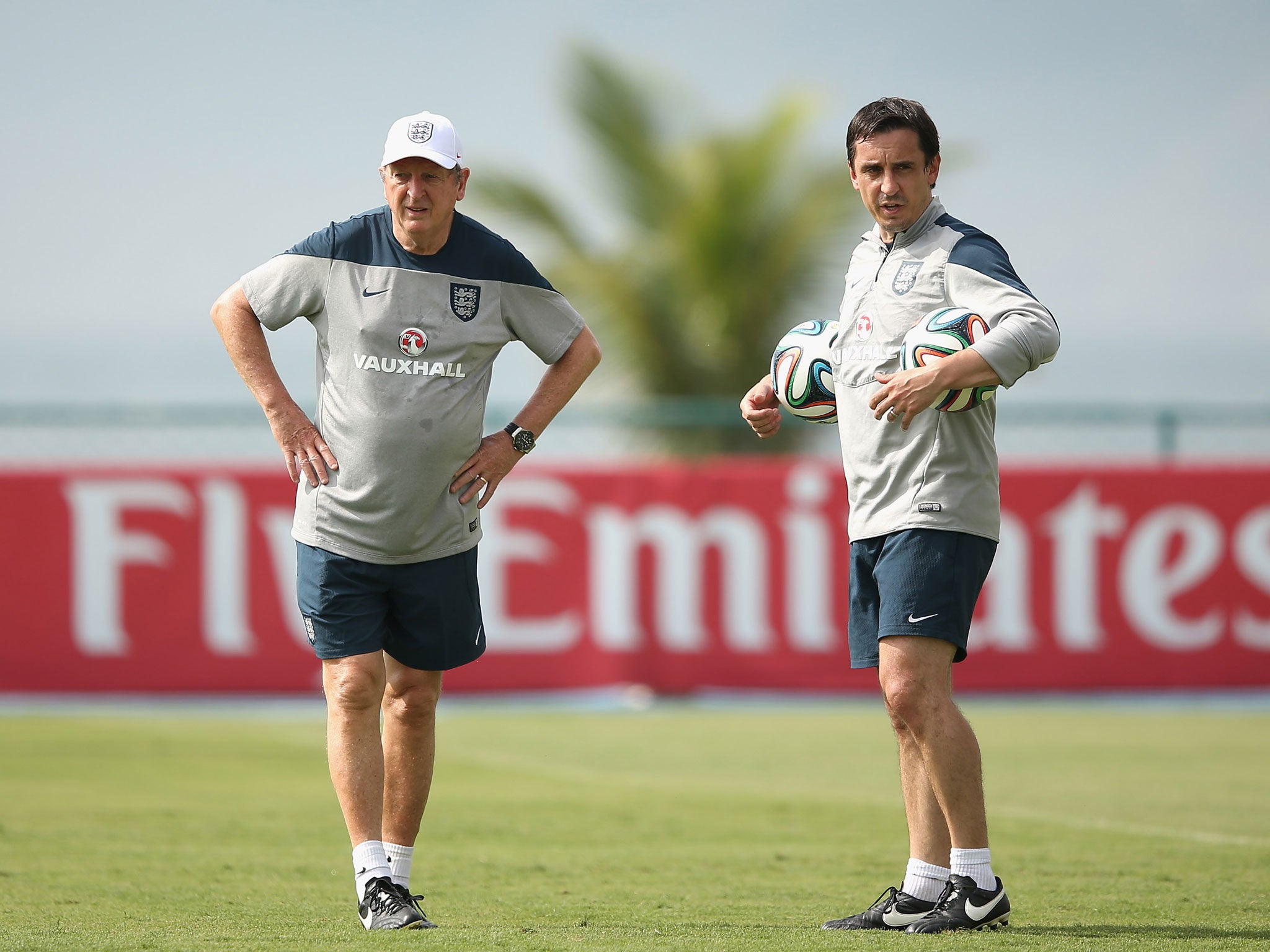 Gary Neville with England manager Roy Hodgson