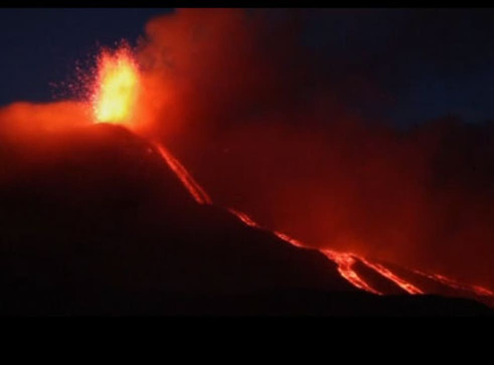Europe's highest active volcano sent impressive plumes of ash and glowing lava into the skies of Sicily on Sunday.