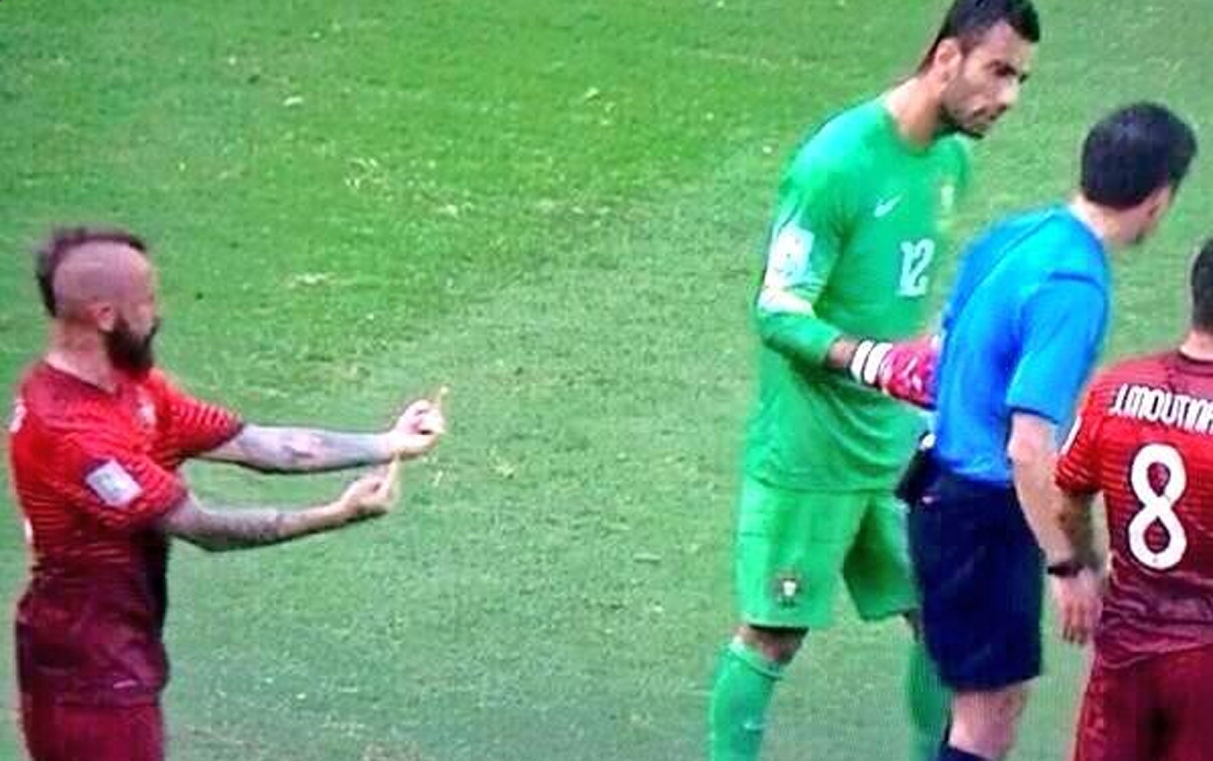 Portugal have denied Raul Meireles made an offensive gesture to the referee