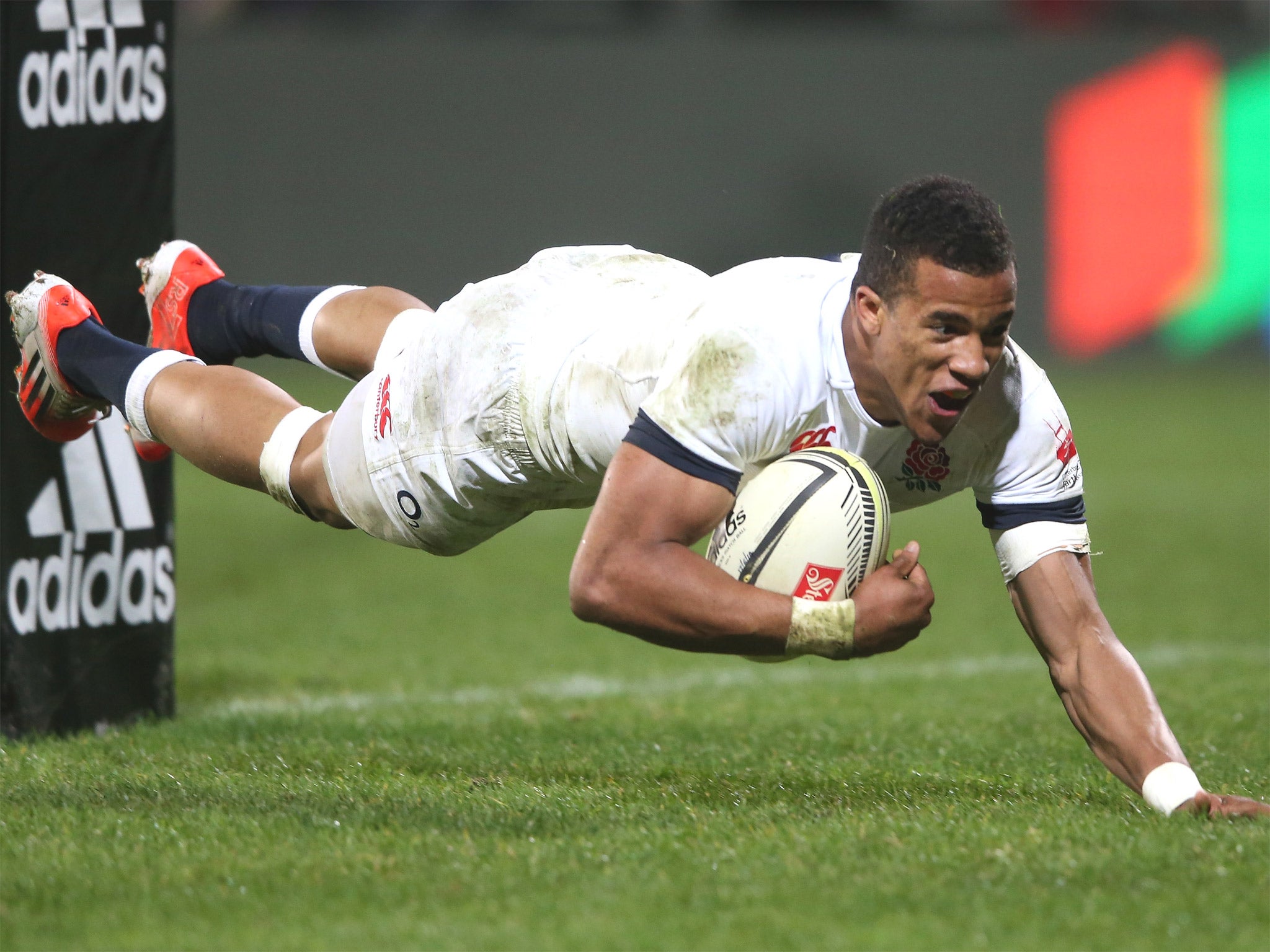 Anthony Watson scores an individual second-half try for England against Crusaders in Christchurch (Getty)