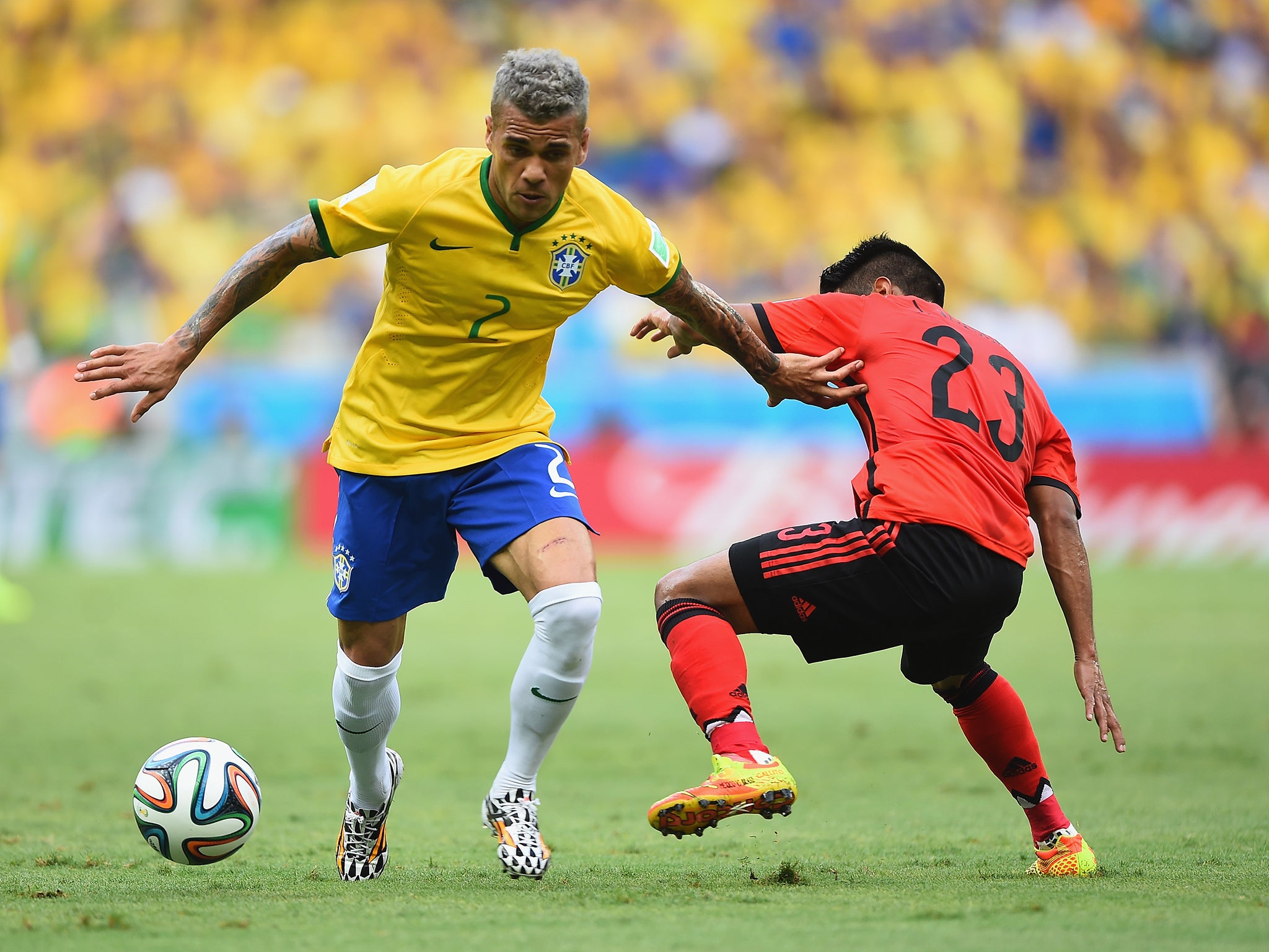 Dani Alves pictured against Mexico