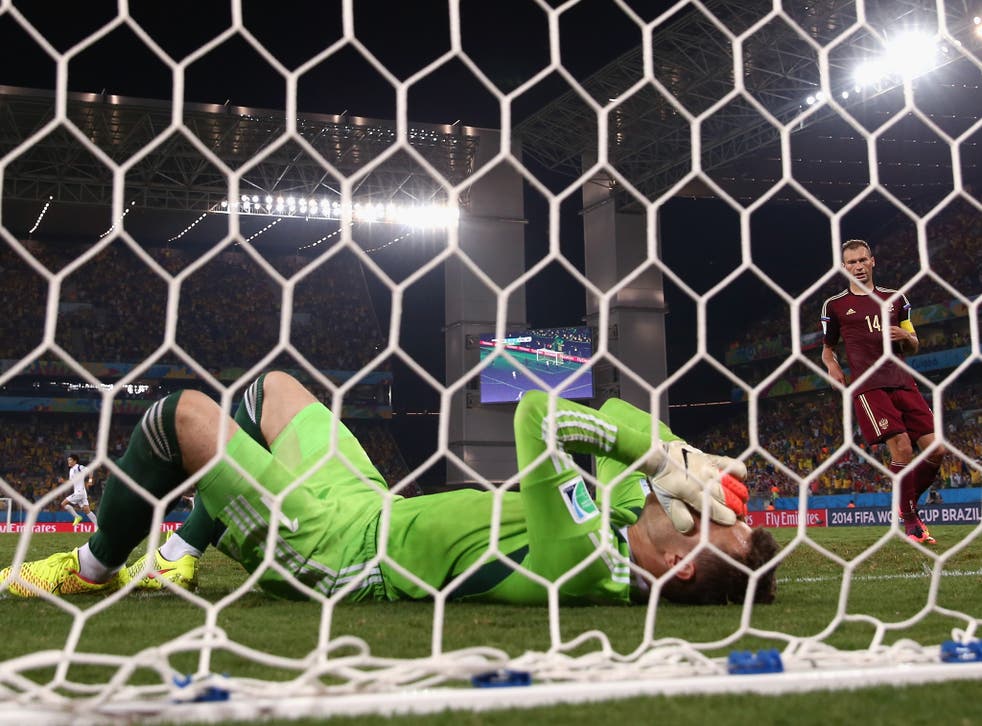 Igor Akinfeev gives away a shocking goal for Russia