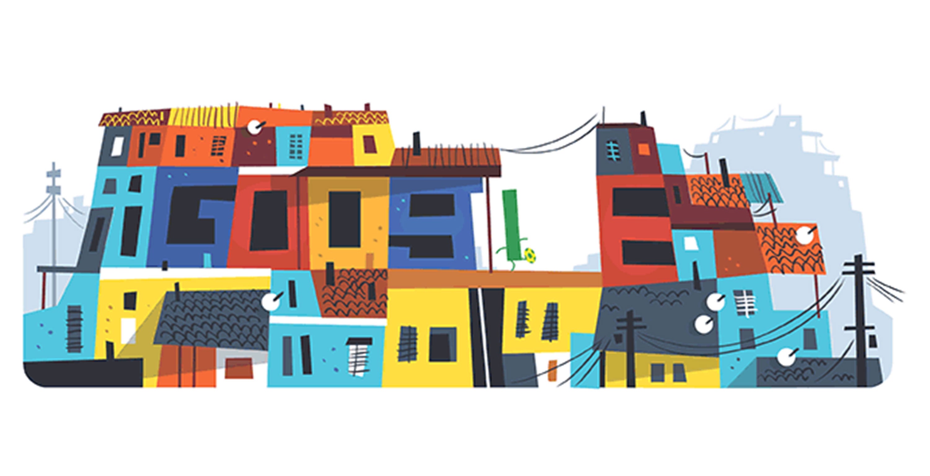 18 June 2014: Google has marked the seventh day of the 2014 World Cup with a doodle highlighting Brazil's favelas 