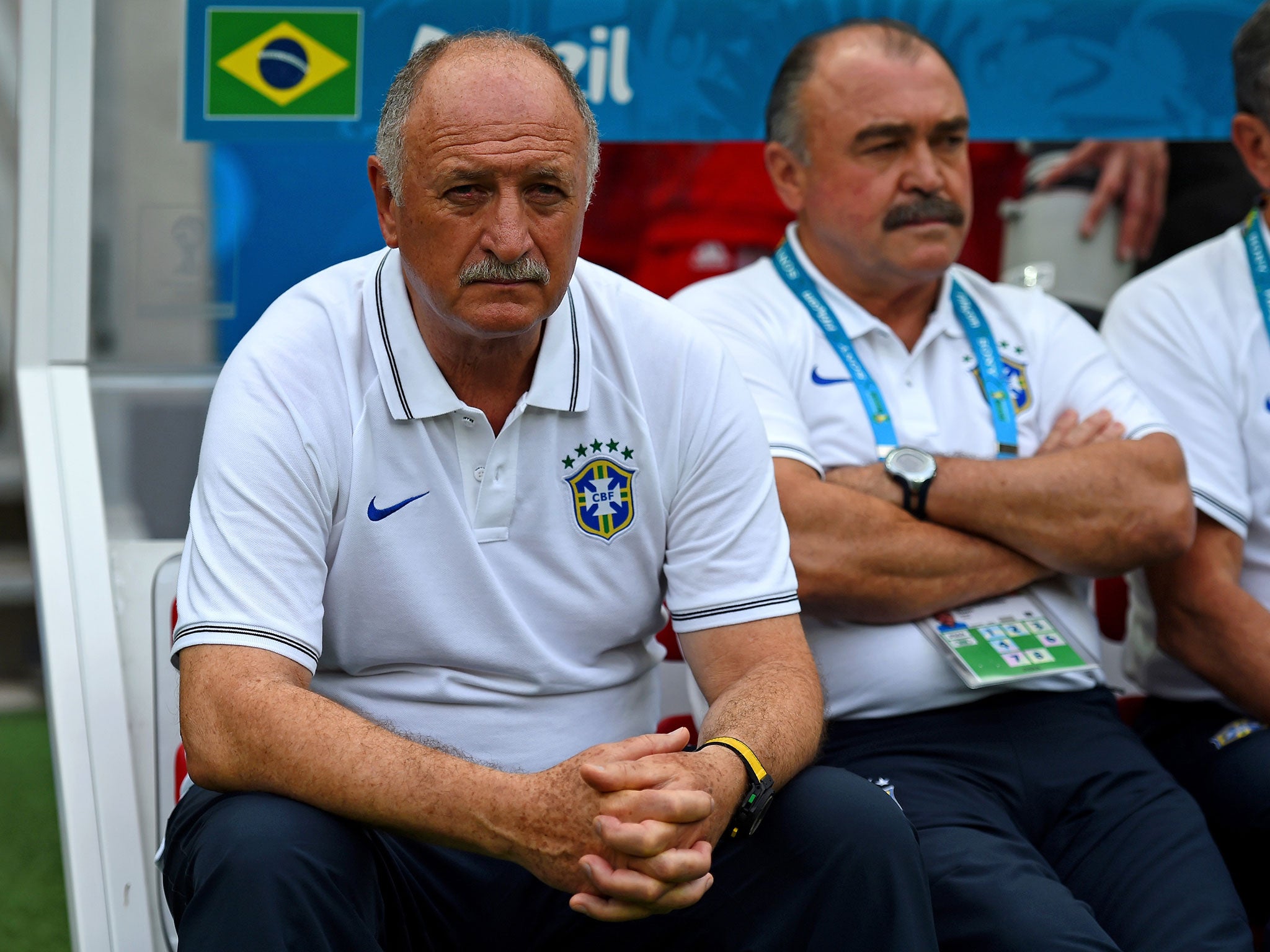 Head coach Luiz Felipe Scolari of Brazil looks on during the 2014 FIFA World Cup Brazil Group A match between Brazil and Mexico at Castelao