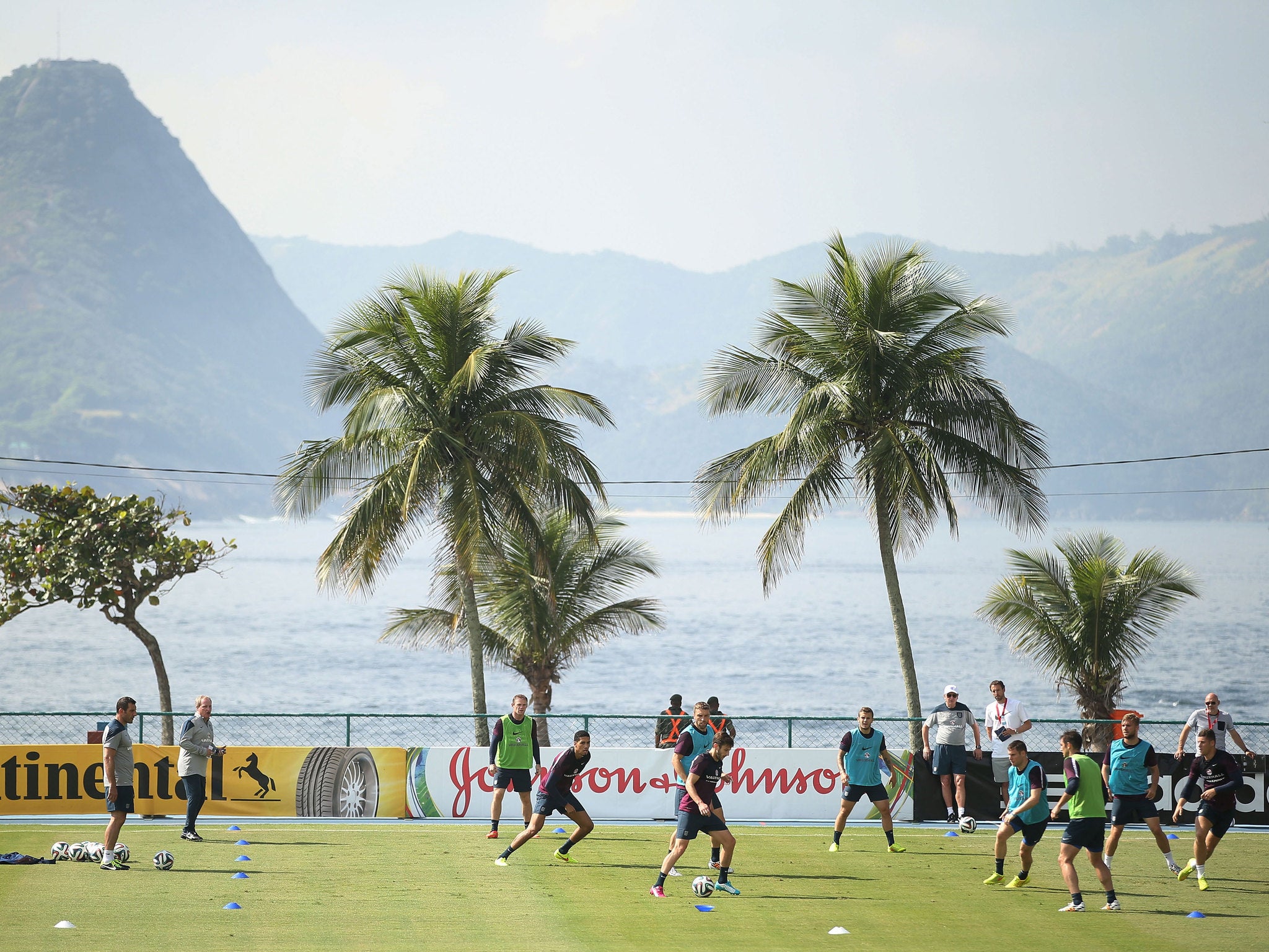 A general view as England train during a training session at the Urca military base training ground in Rio de Janeiro, Brazil.