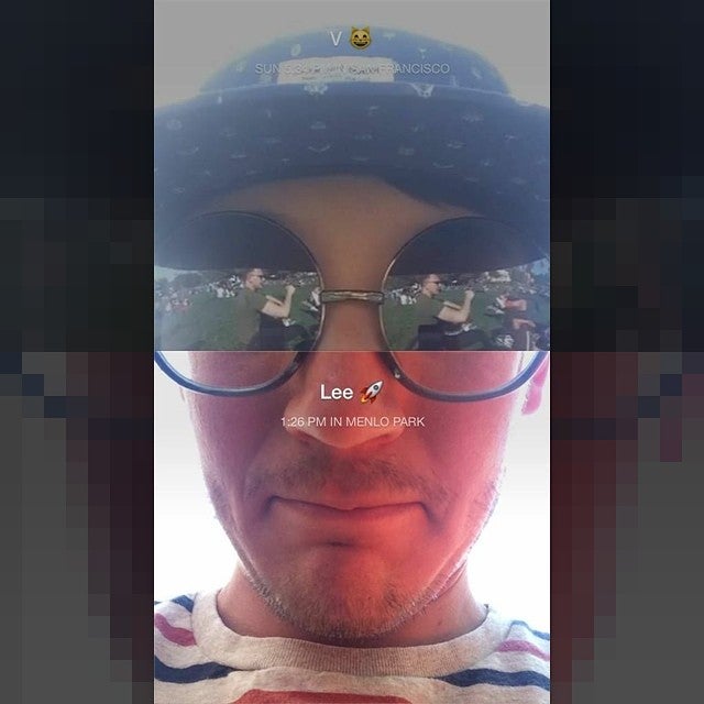 The app lets users 'react' to photos by sending back quick selfies. Image: Slingshot
