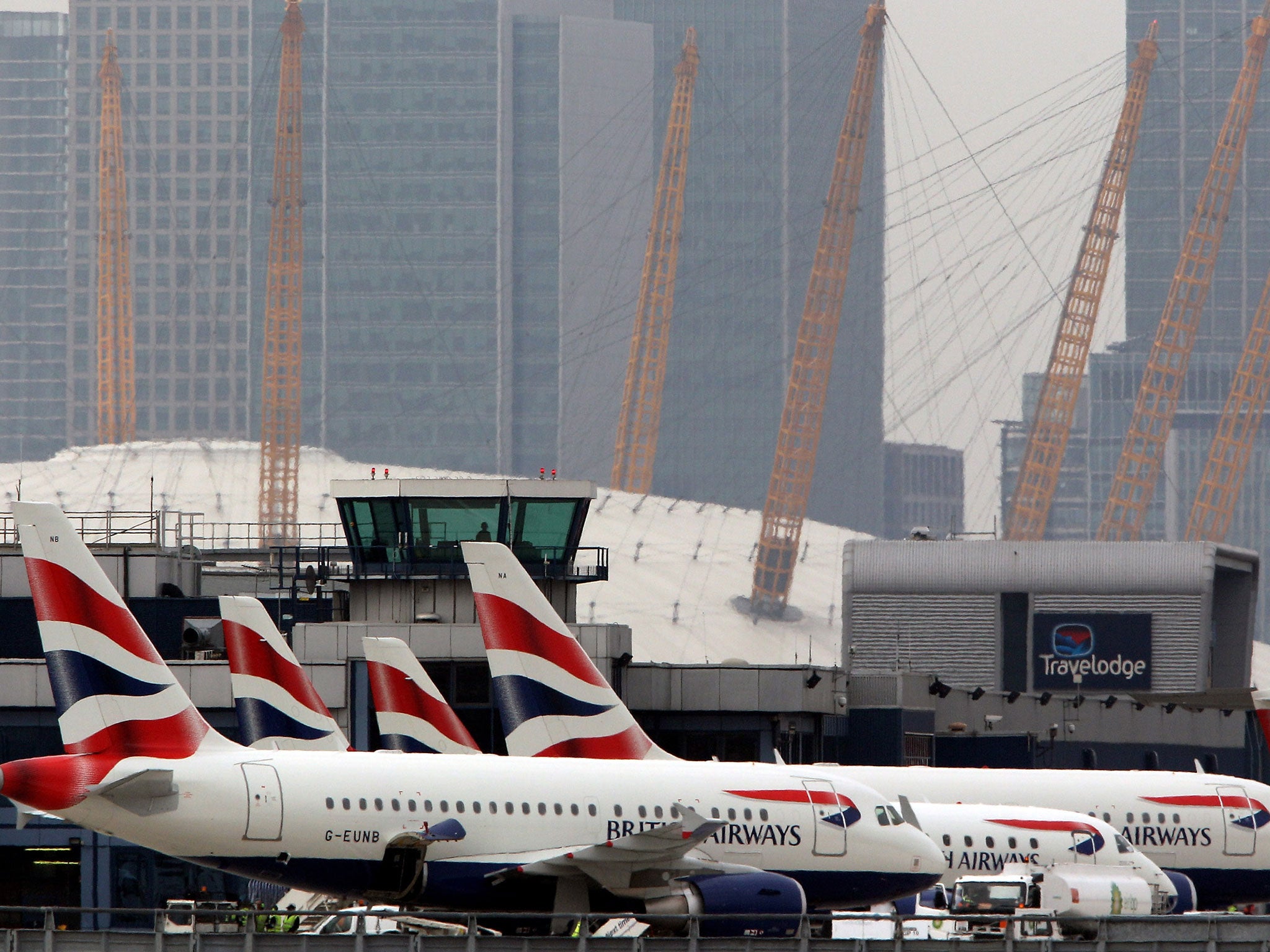 London City Airport had to be evacuated on Tuesday when a passenger who was running late for a flight to Frankfurt triggered the fire alarm after being blocked from boarding his plane.