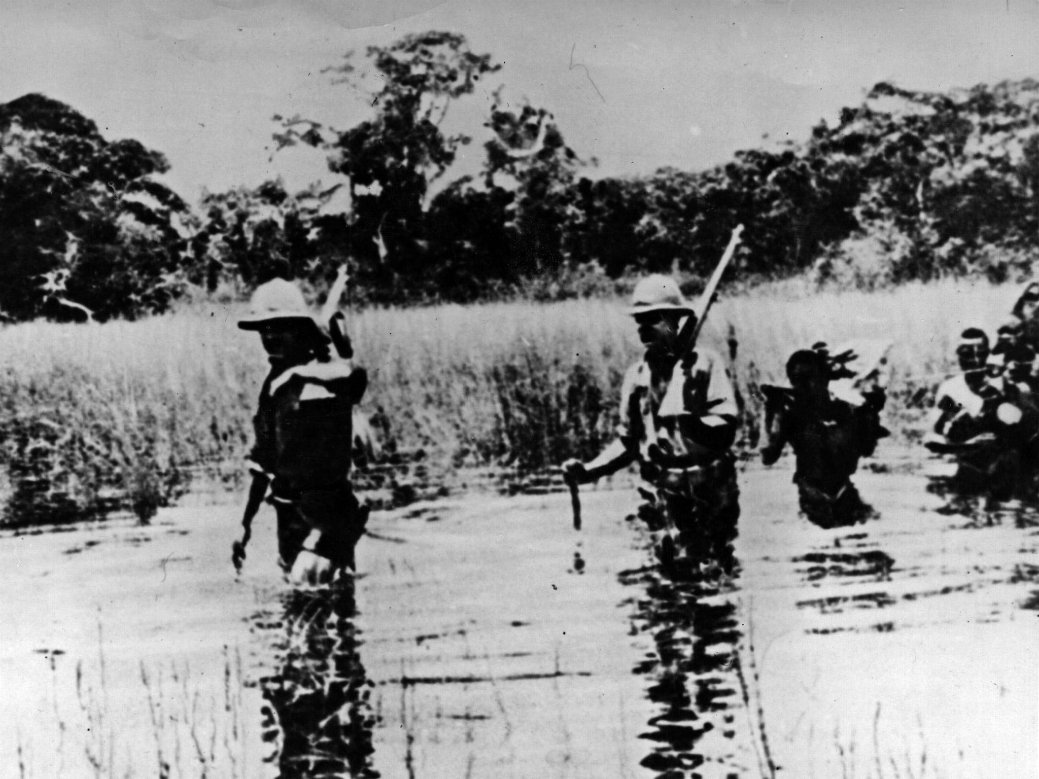 Allied troops in what is now Zambia, in vain pursuit of the forces of the elusive German general Paul von Lettow-Vorbeck