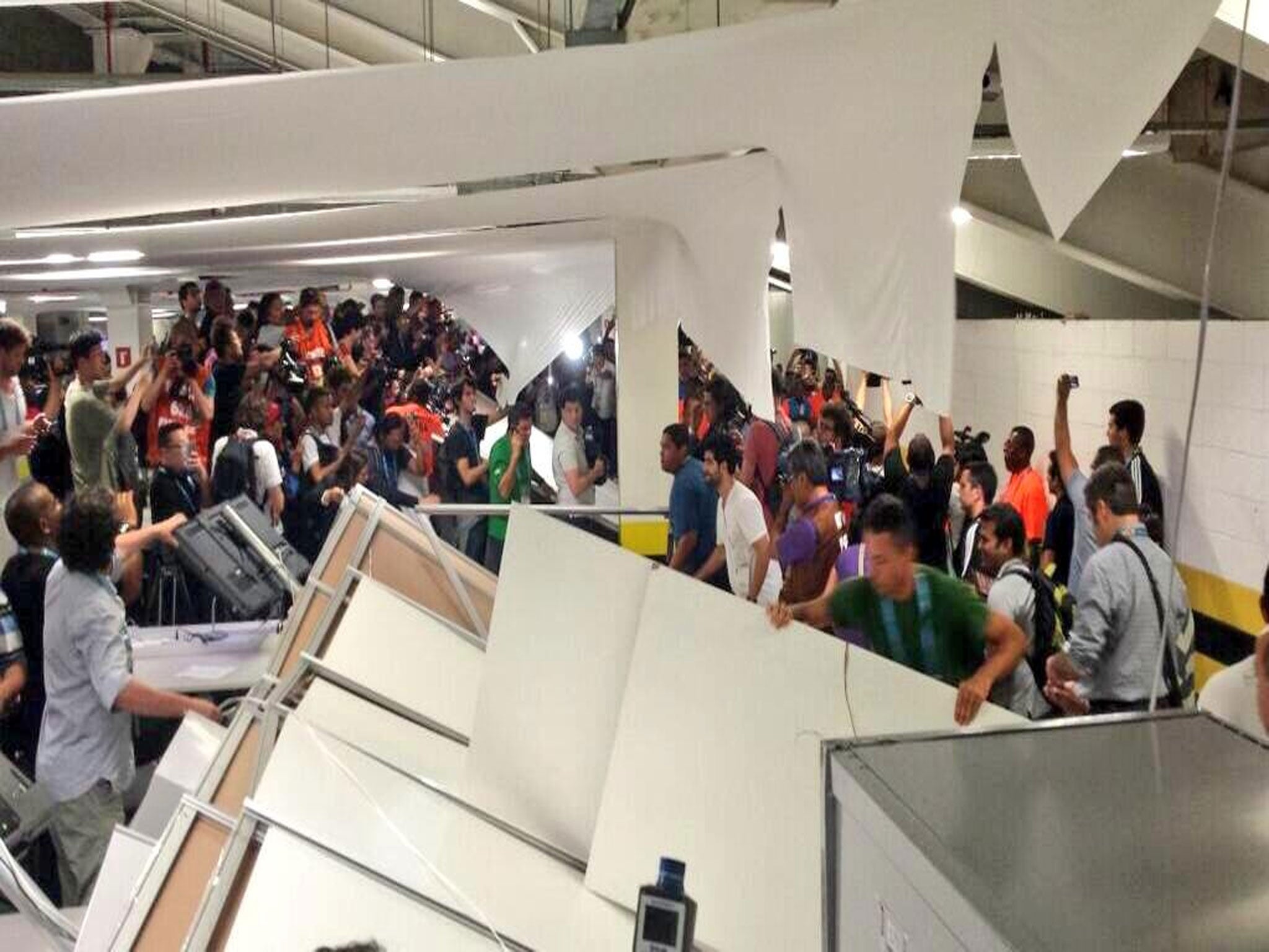 Hundreds of Chile fans stormed the media centre at the Maracana stadium