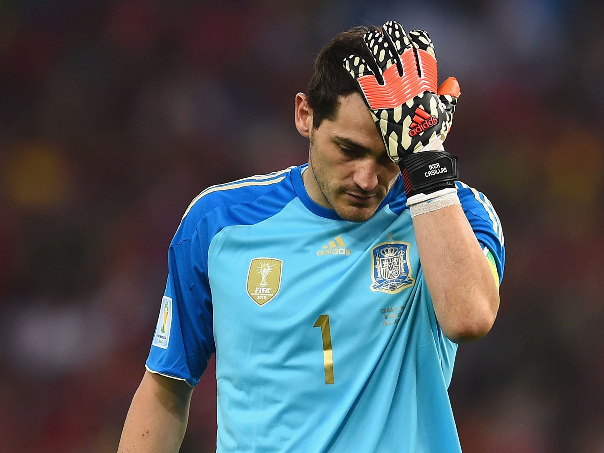 Iker Casillas looks on in despair