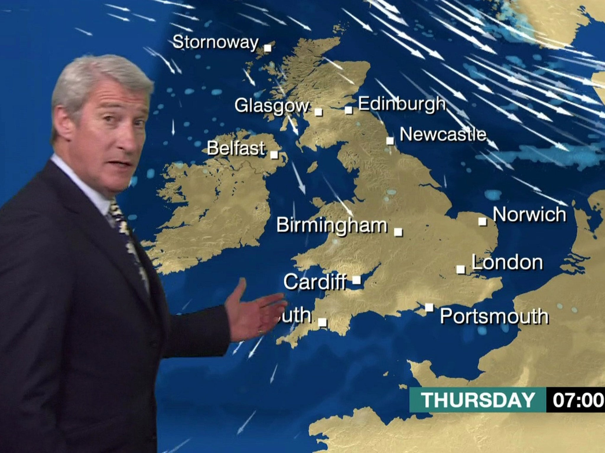 After the credits, viewers were treated to the sight of Paxman presenting the weather