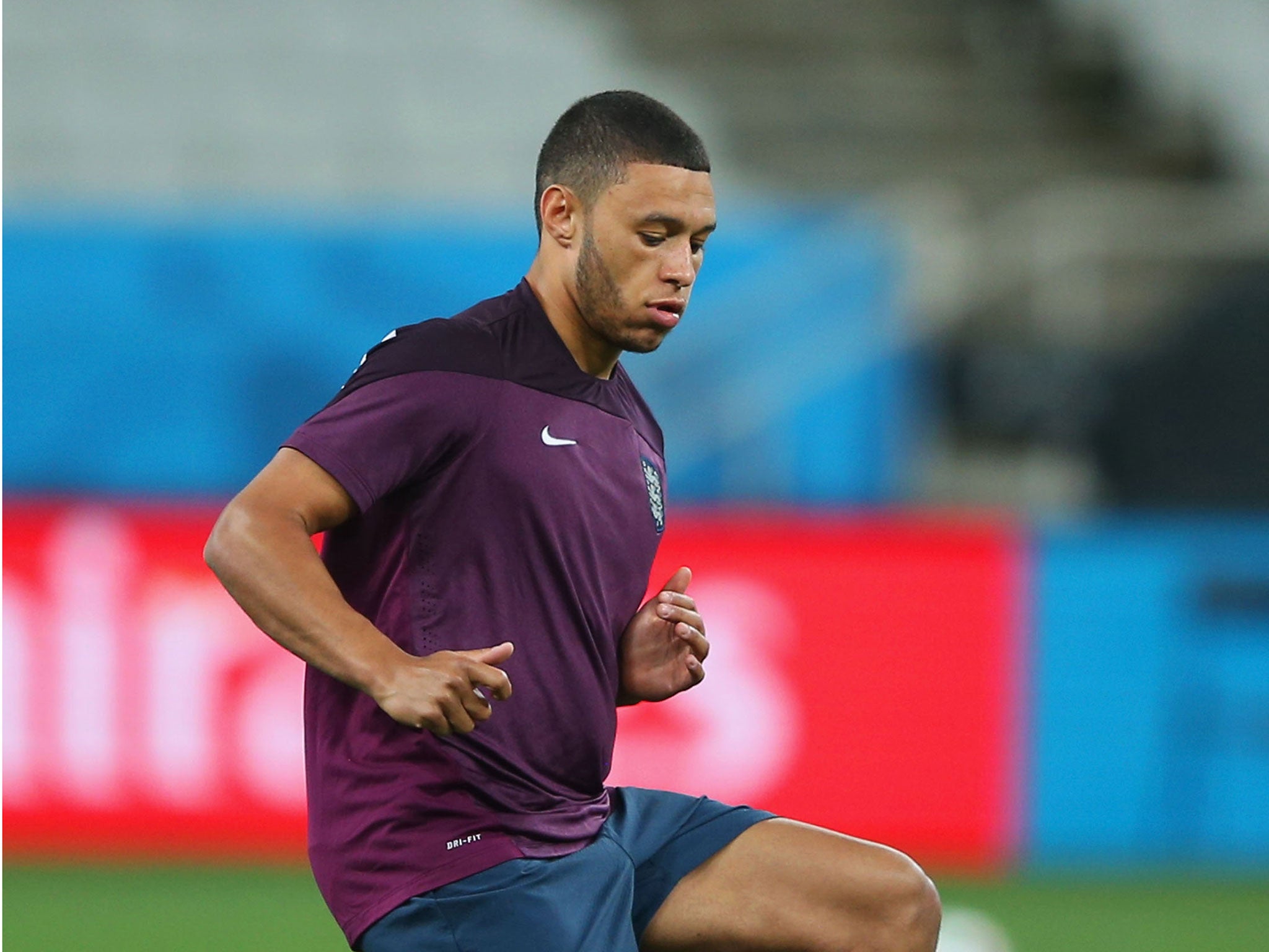 Alex Oxlade-Chamberlain trains with England on Wednesday