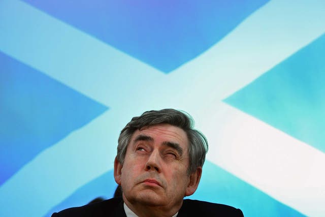 Slanted contribution to the debate: Gordon Brown, at the Scottish Labour launch to keep Scotland as part of the UK, May 2013