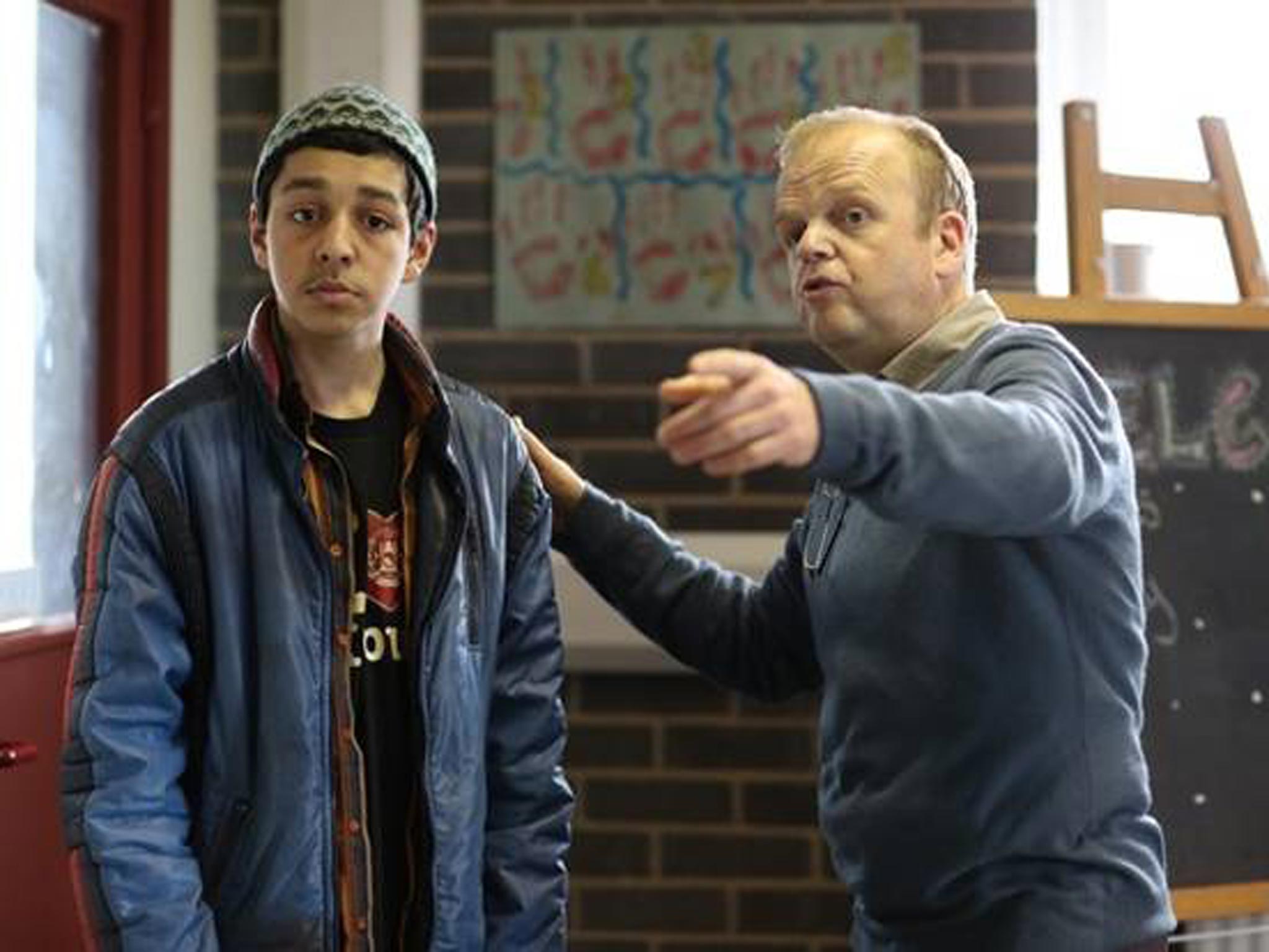 Toby Jones (right) plays the English teacher who looks after the kids