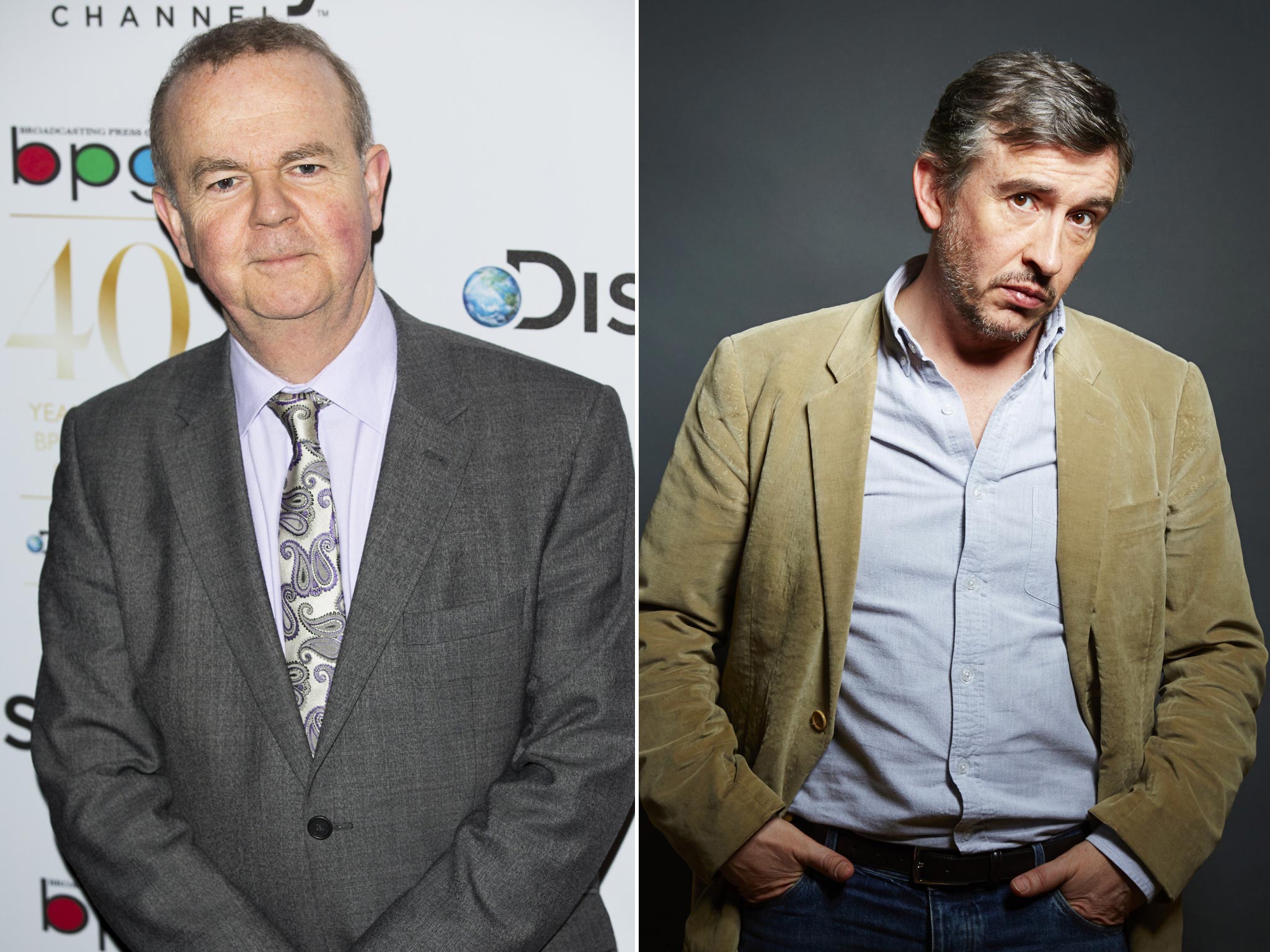 Hislop (left) did not comment but his deputy said Steve Coogan had no record of supporting free speech