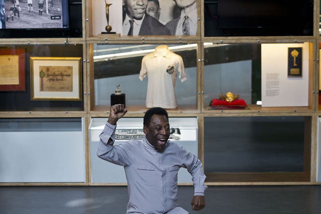 Pele at the opening of the Pele Museum in Santos, Brazil